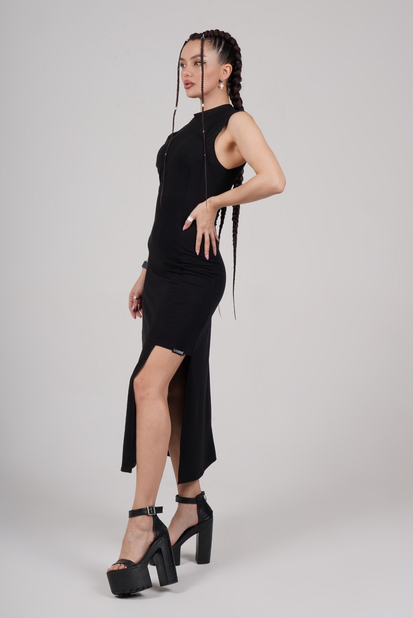 Платье ассиметричное  black 3