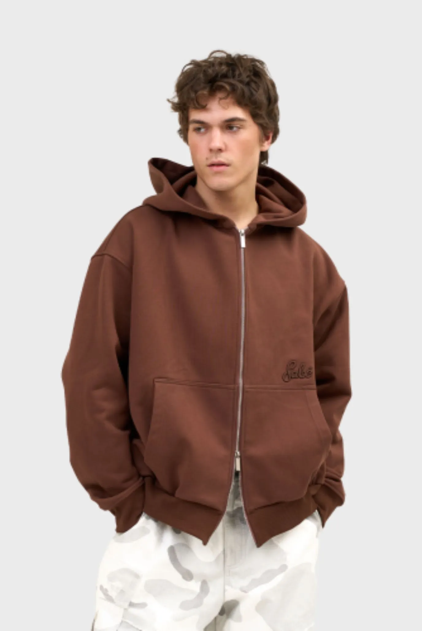 Зип-худи Sabe Paris Cotton 3D Logo Full-Zip Hoodie Brown 1