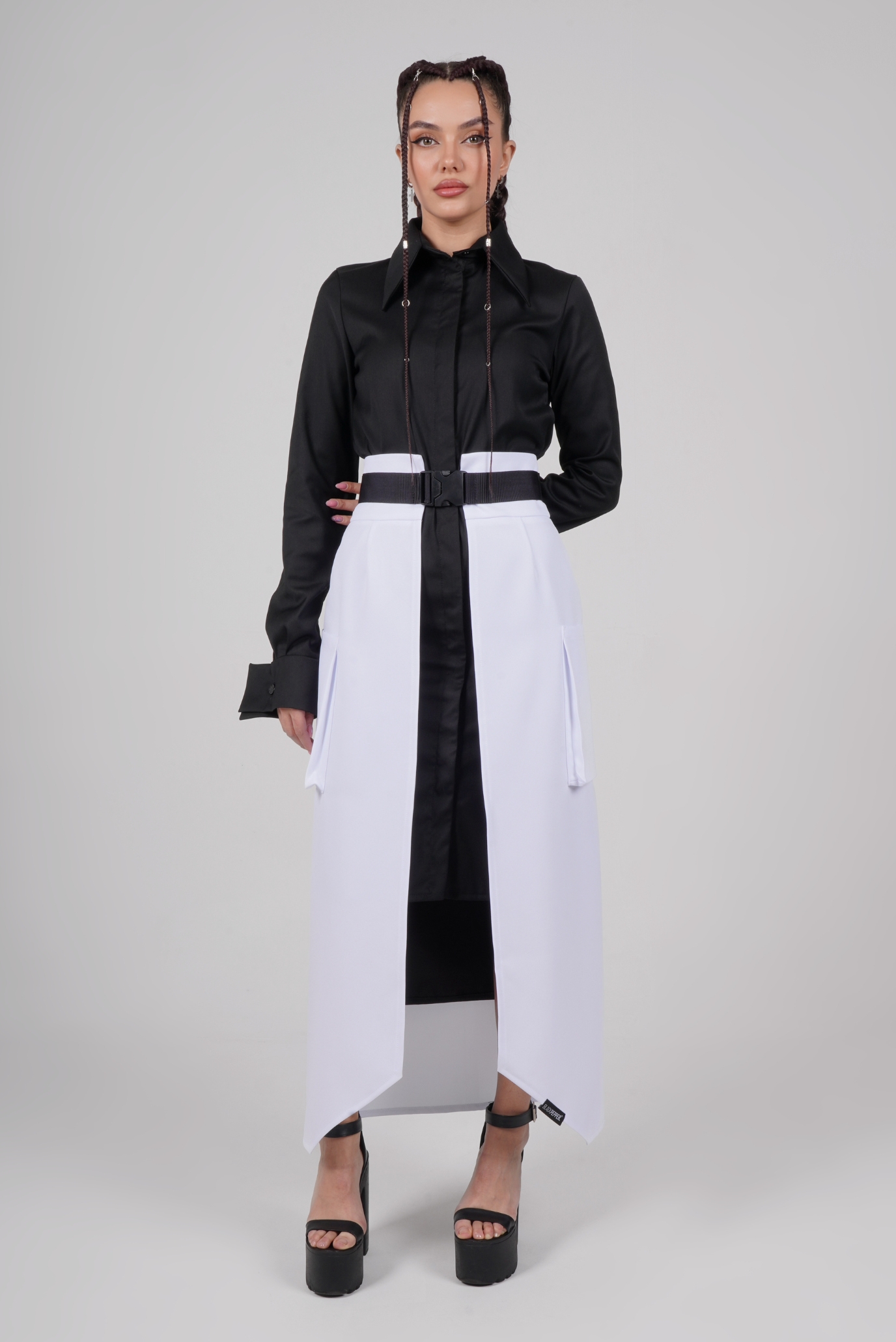 Баска макси с накладными карманами WHITE 1