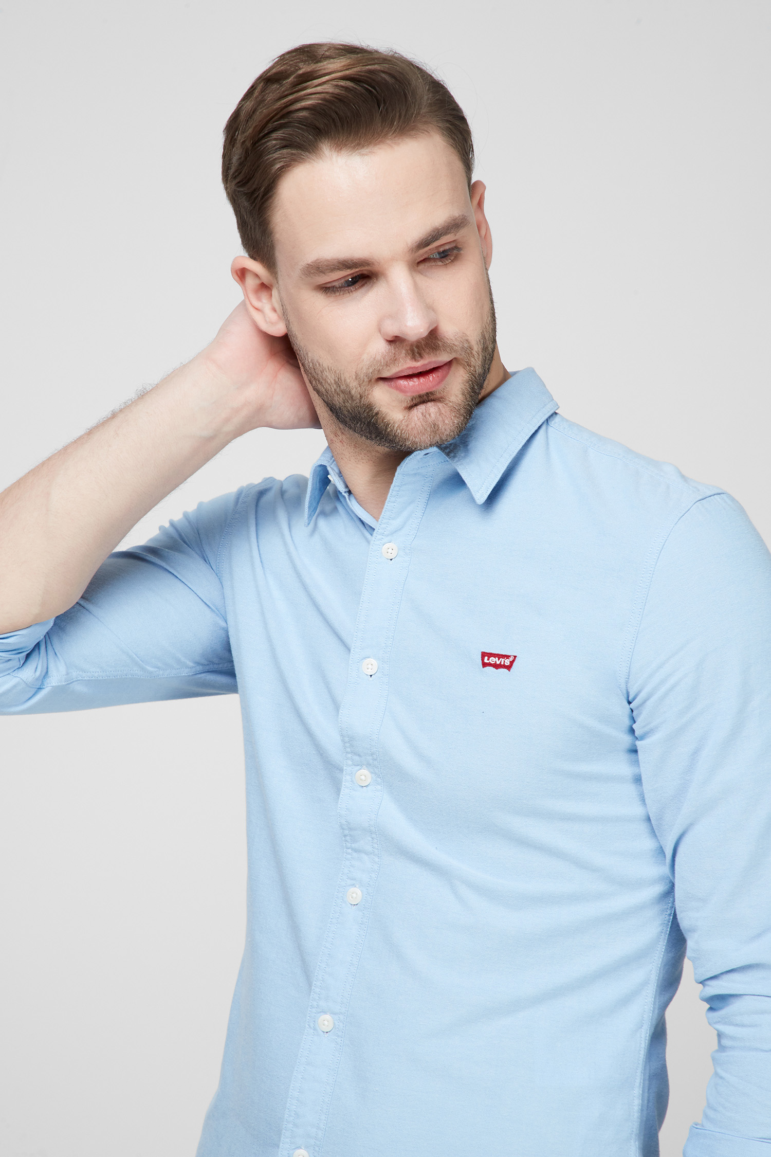 Мужская голубая рубашка 5