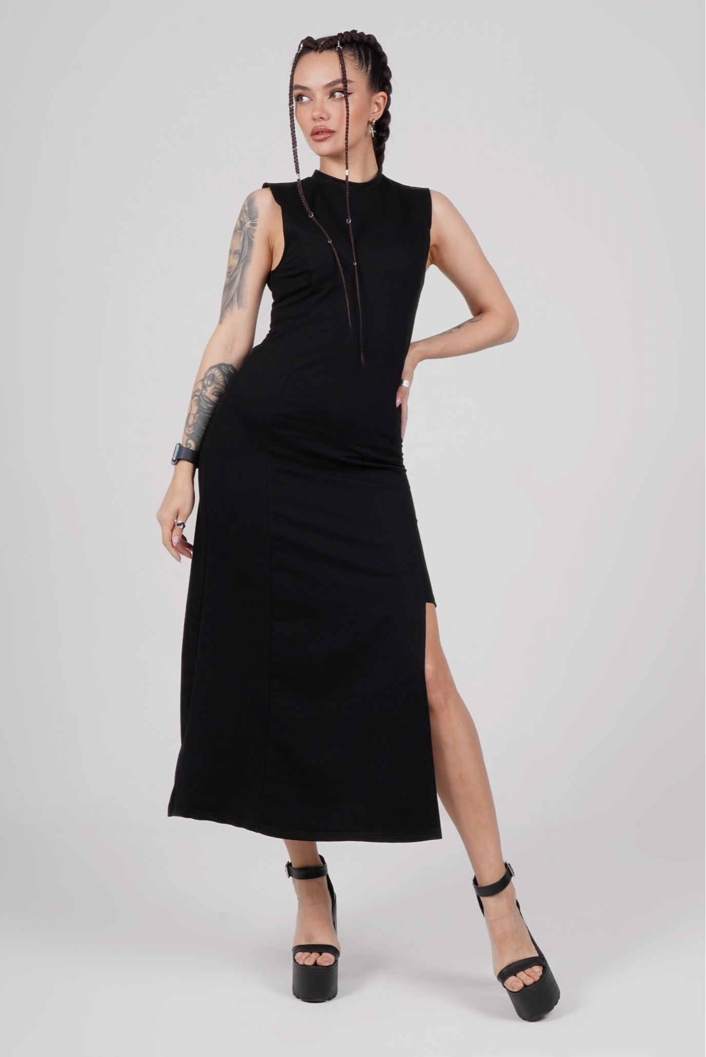 Платье ассиметричное  black 1