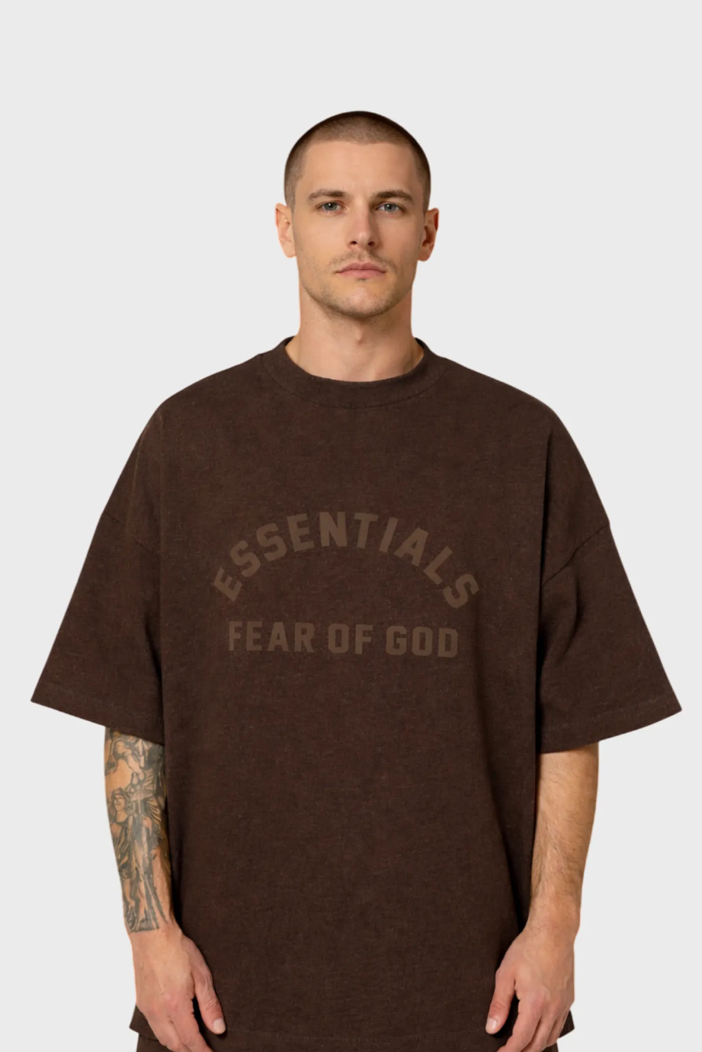 Fear of God Essentials Core Collection Heavy S/S Tee Heather Wood 2