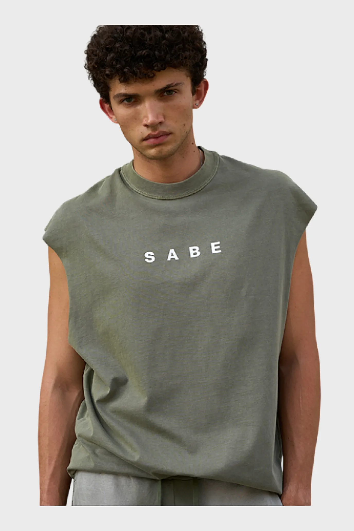 Футболка без рукавов Sabe Sleeveless T-shirt White Logo Green 1