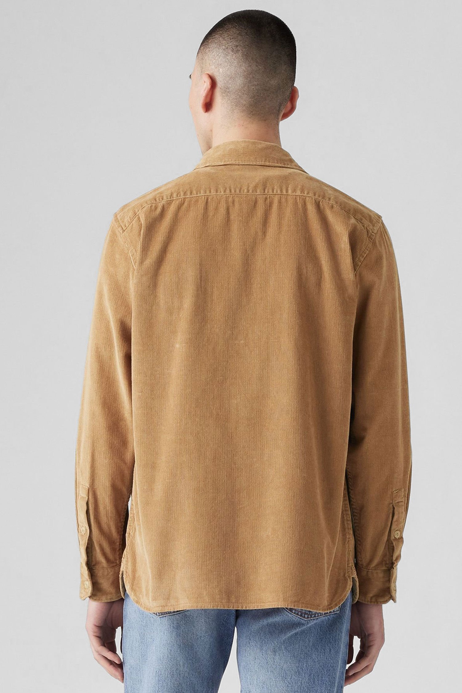 Мужская бежевая вельветовая рубашка 3