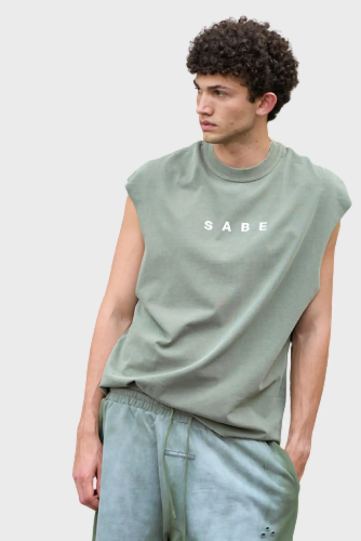 Футболка без рукавов Sabe Sleeveless T-shirt White Logo Green 2