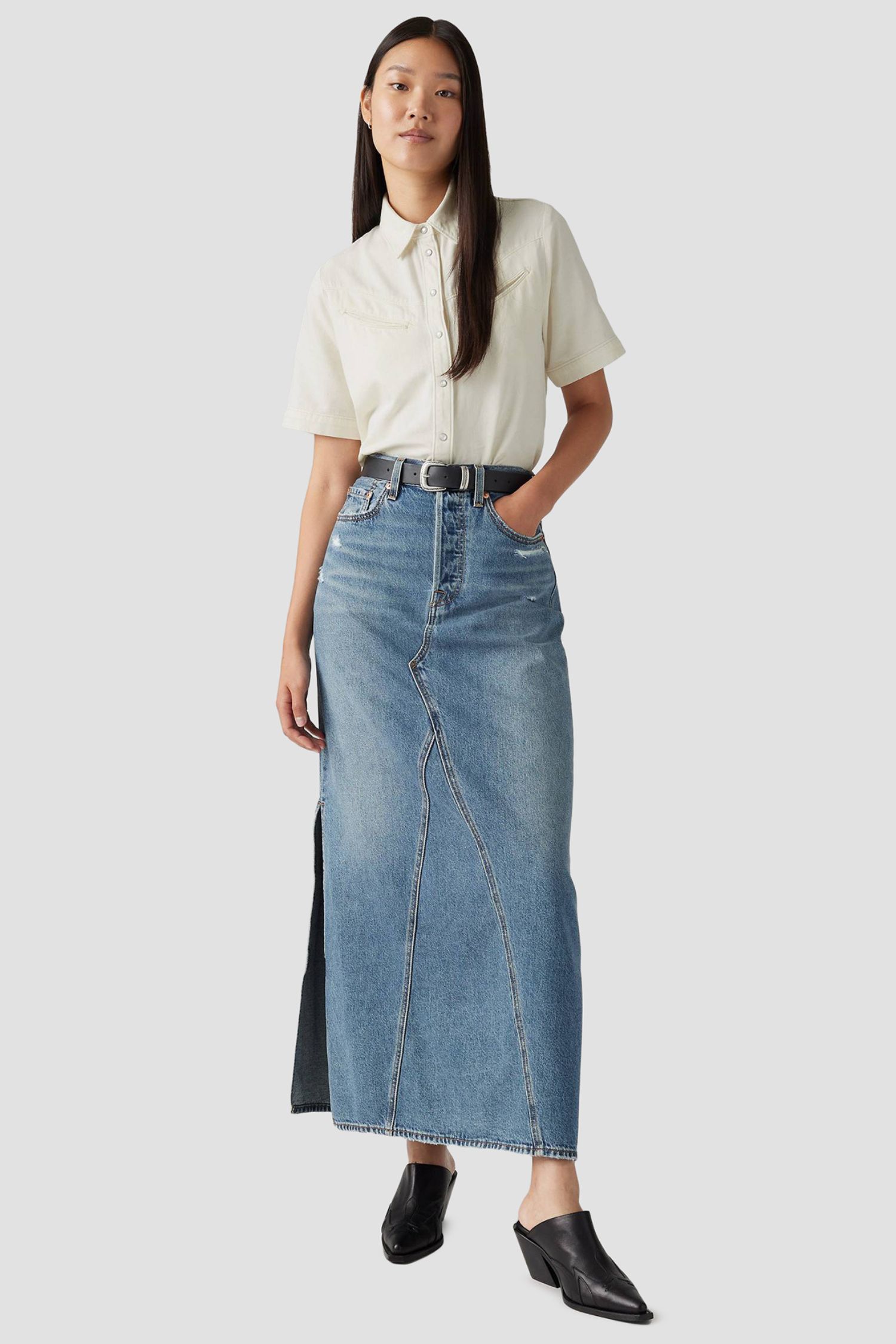 Женская синяя джинсовая юбка 6