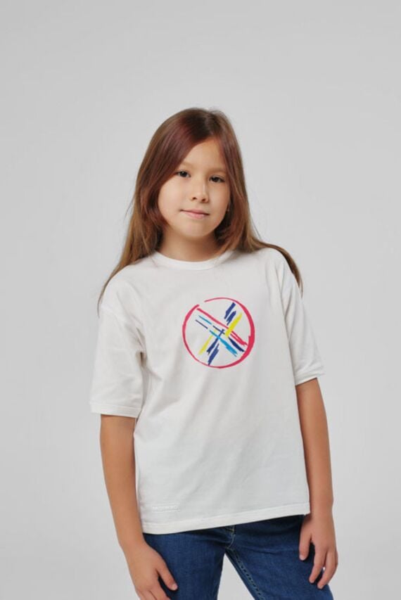 Детская белая футболка оверсайз Argymaq