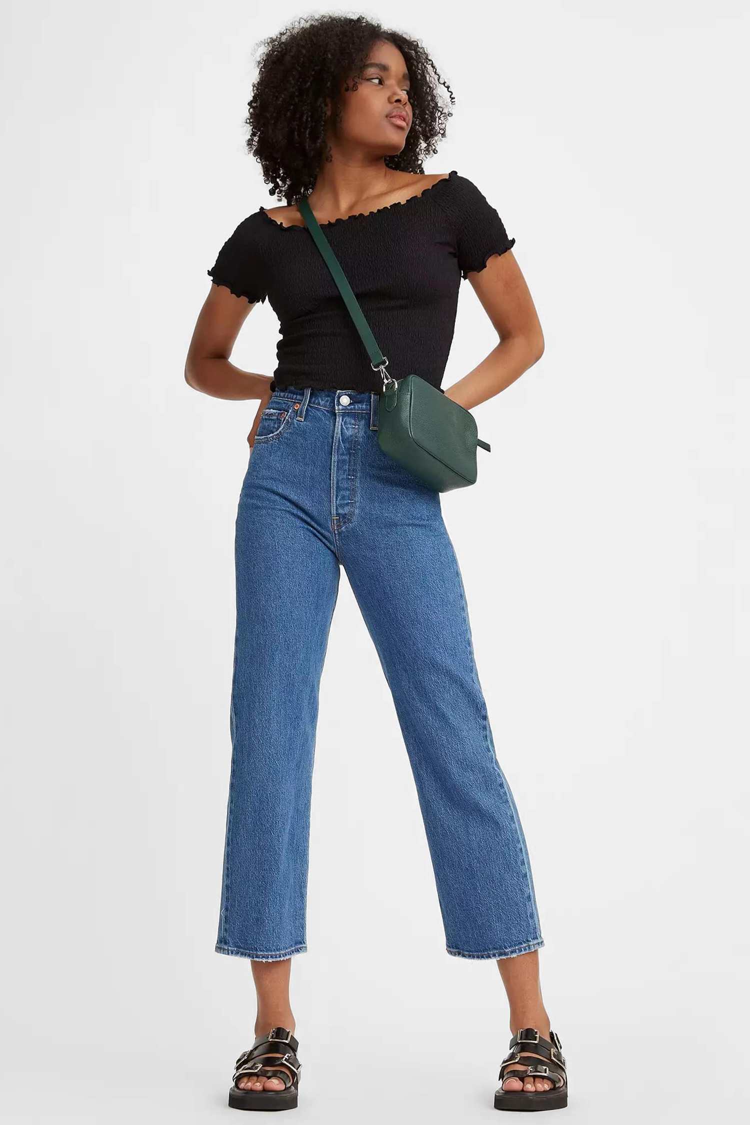 Женские синие джинсы Ribcage Straight Ankle 8