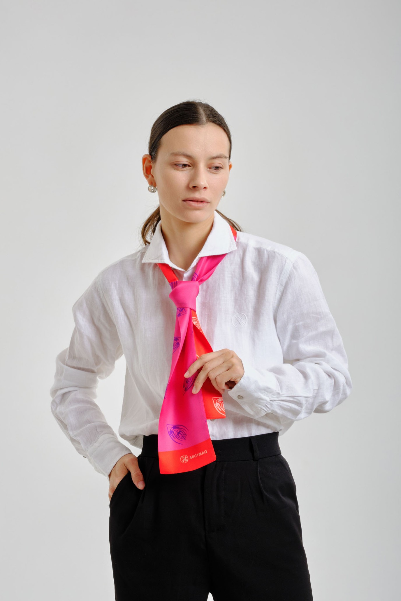 Женский красно-фиолетовый платок 11х137 4