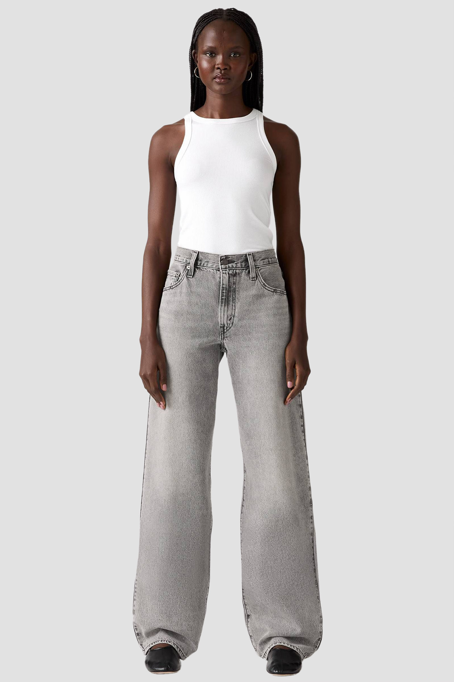 Женские серые джинсы Baggy Dad 6