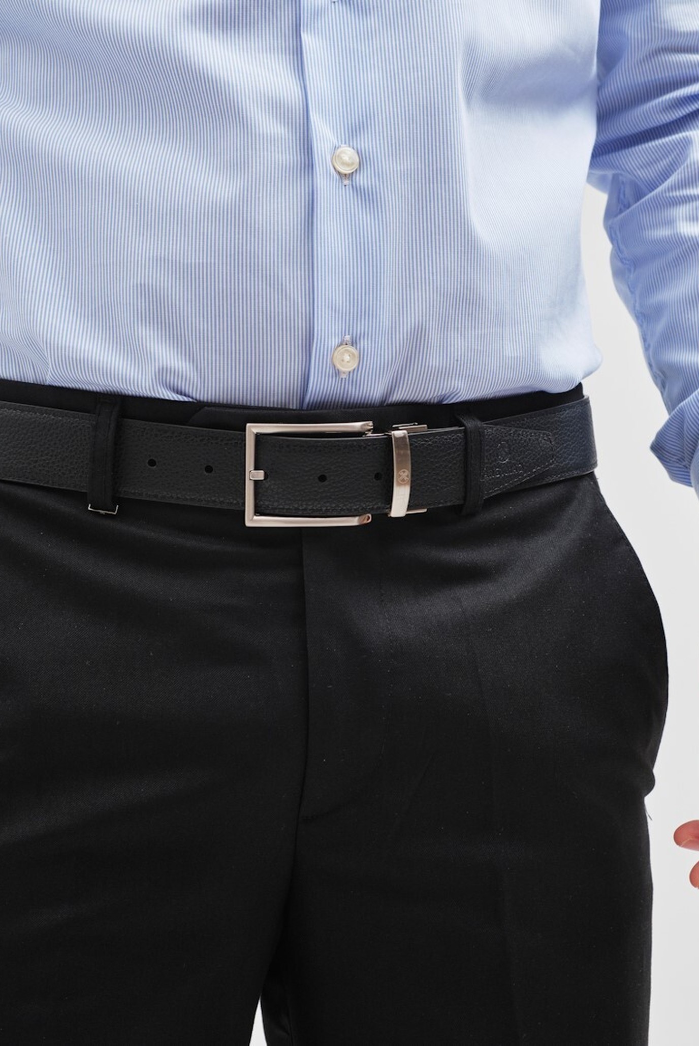 Мужской черно-темно коричневый ремень 35ММ 4