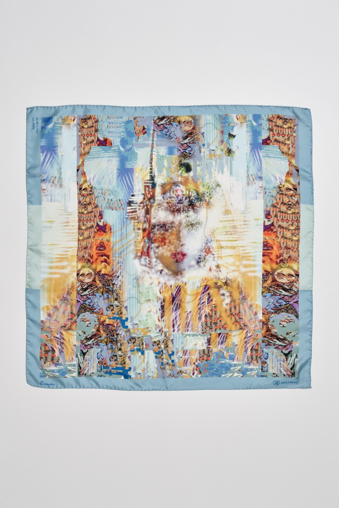 Женский голубой платок 140х140 1