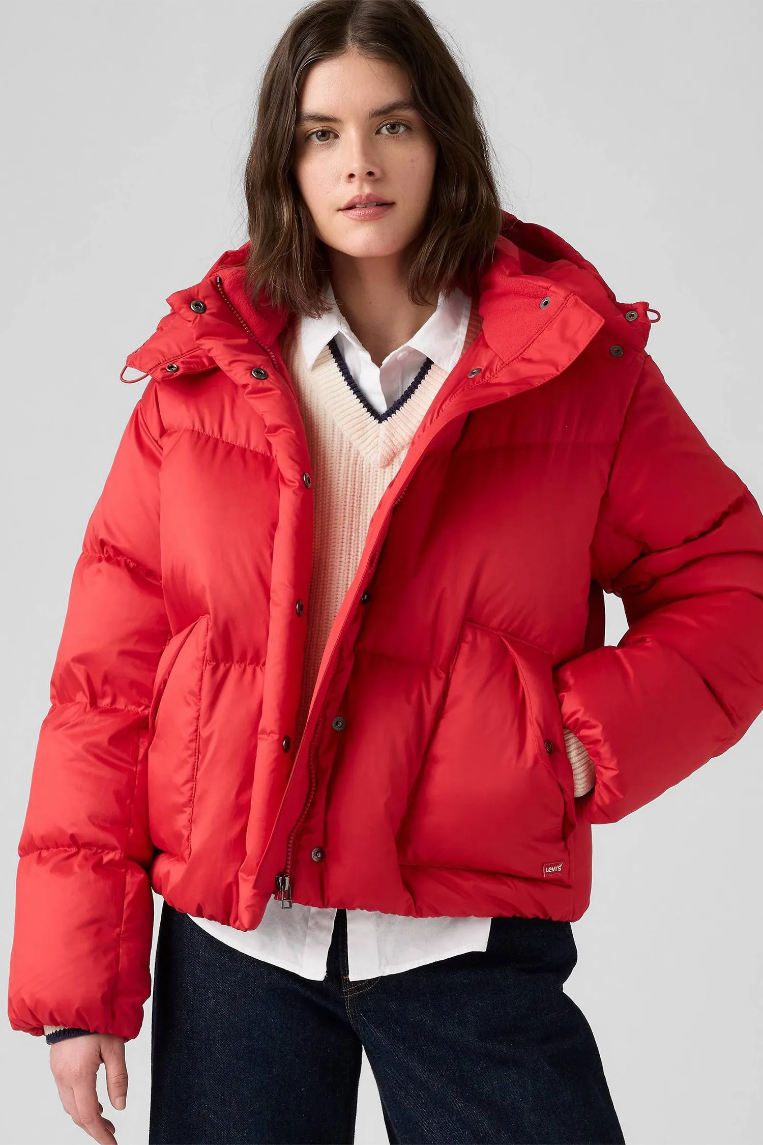 Женский красный пуховик 6