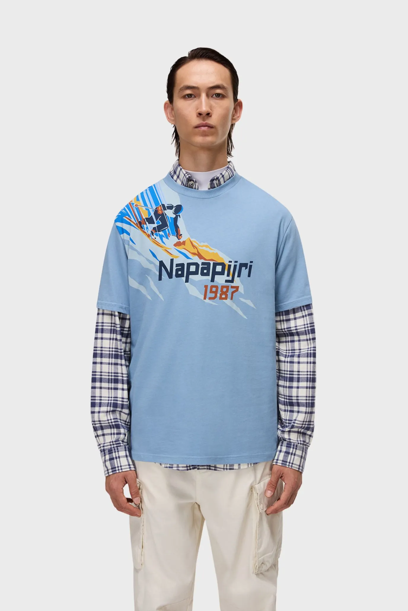 Мужская голубая хлопковая футболка 1