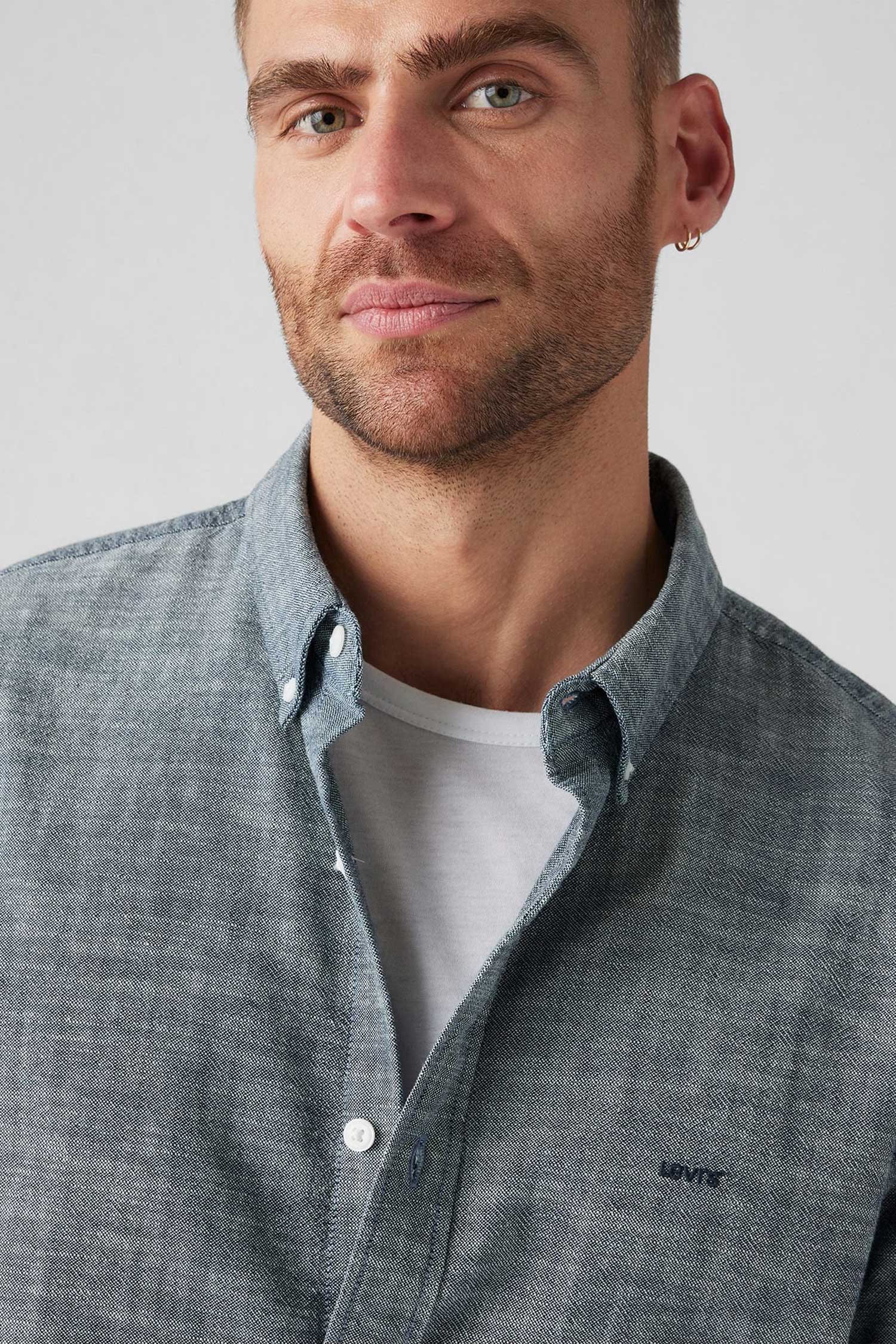 Мужская синяя рубашка 5