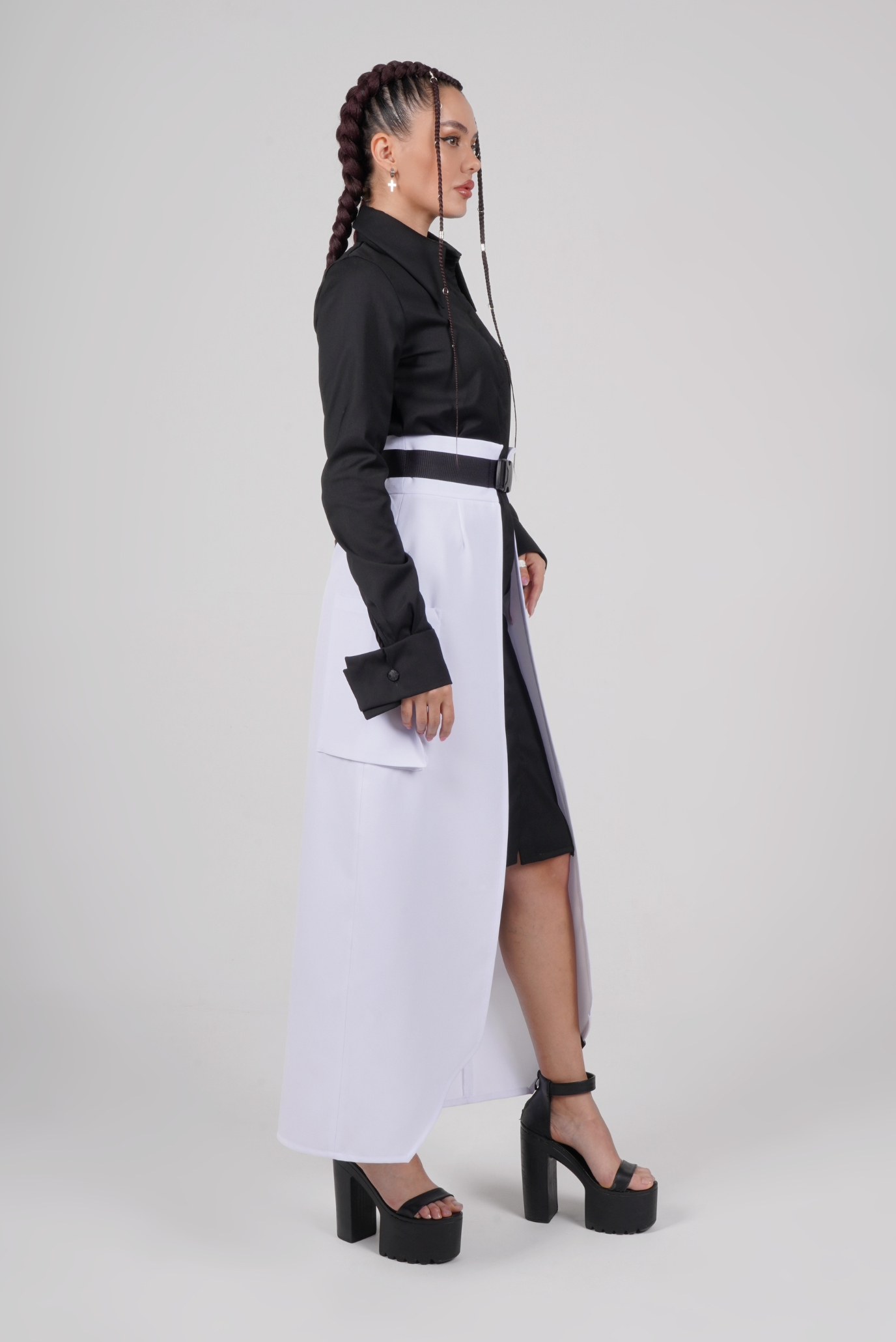 Баска макси с накладными карманами WHITE 3