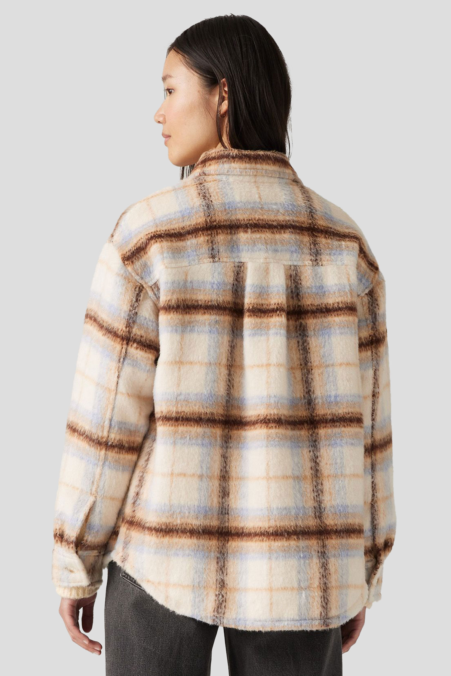 Женская рубашка-пальто в клетку 3