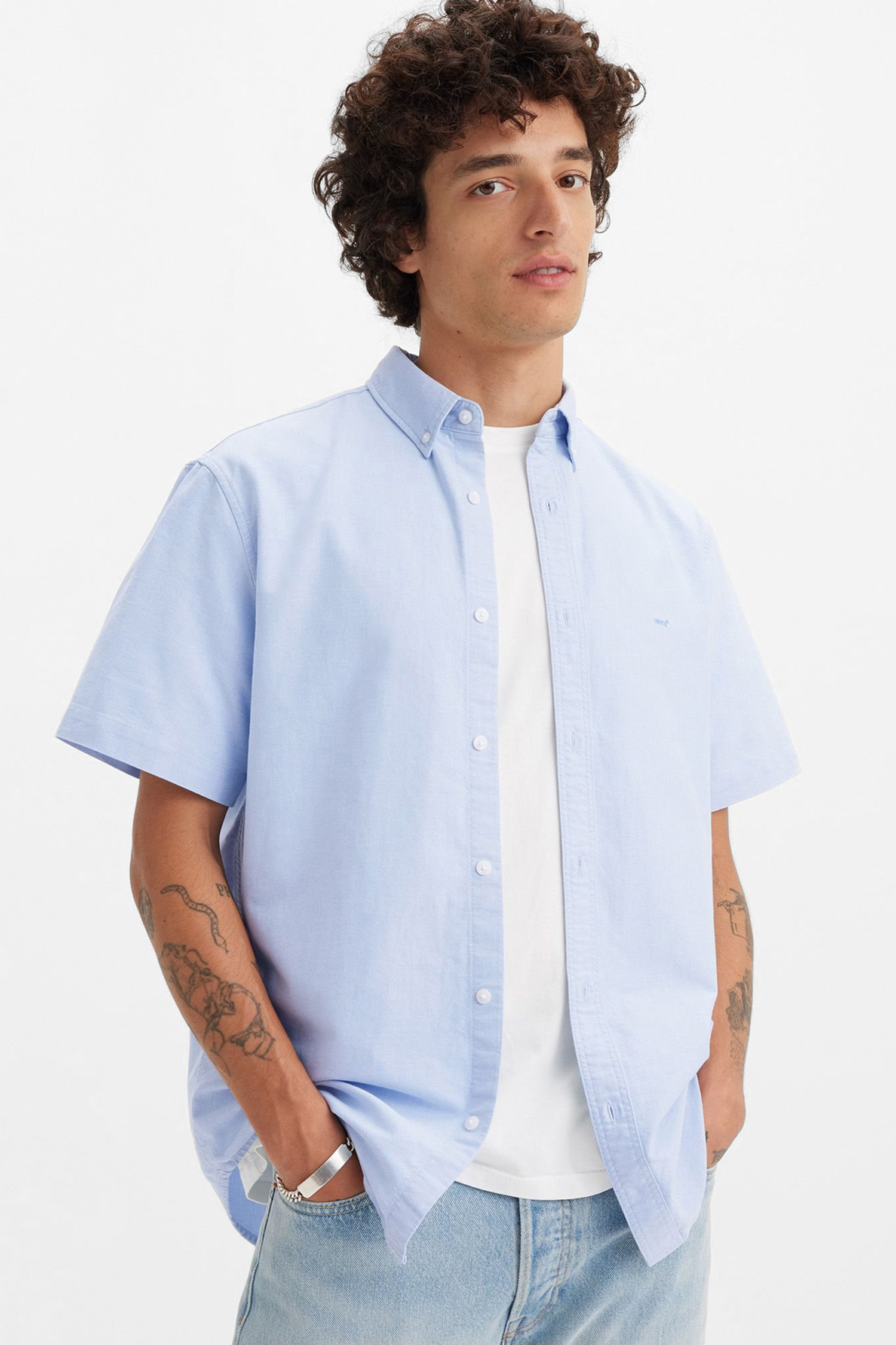 Мужская голубая рубашка 4