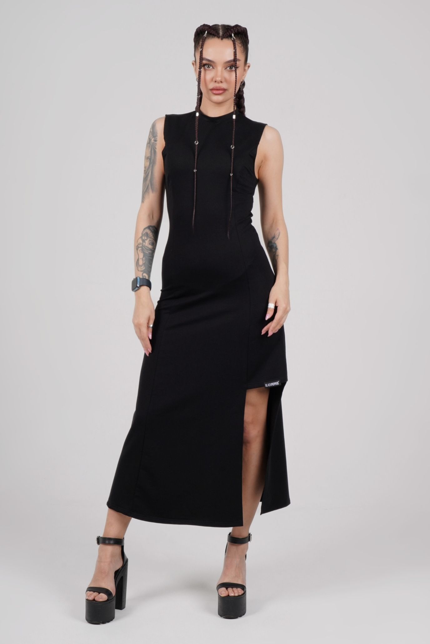 Платье ассиметричное  black 2