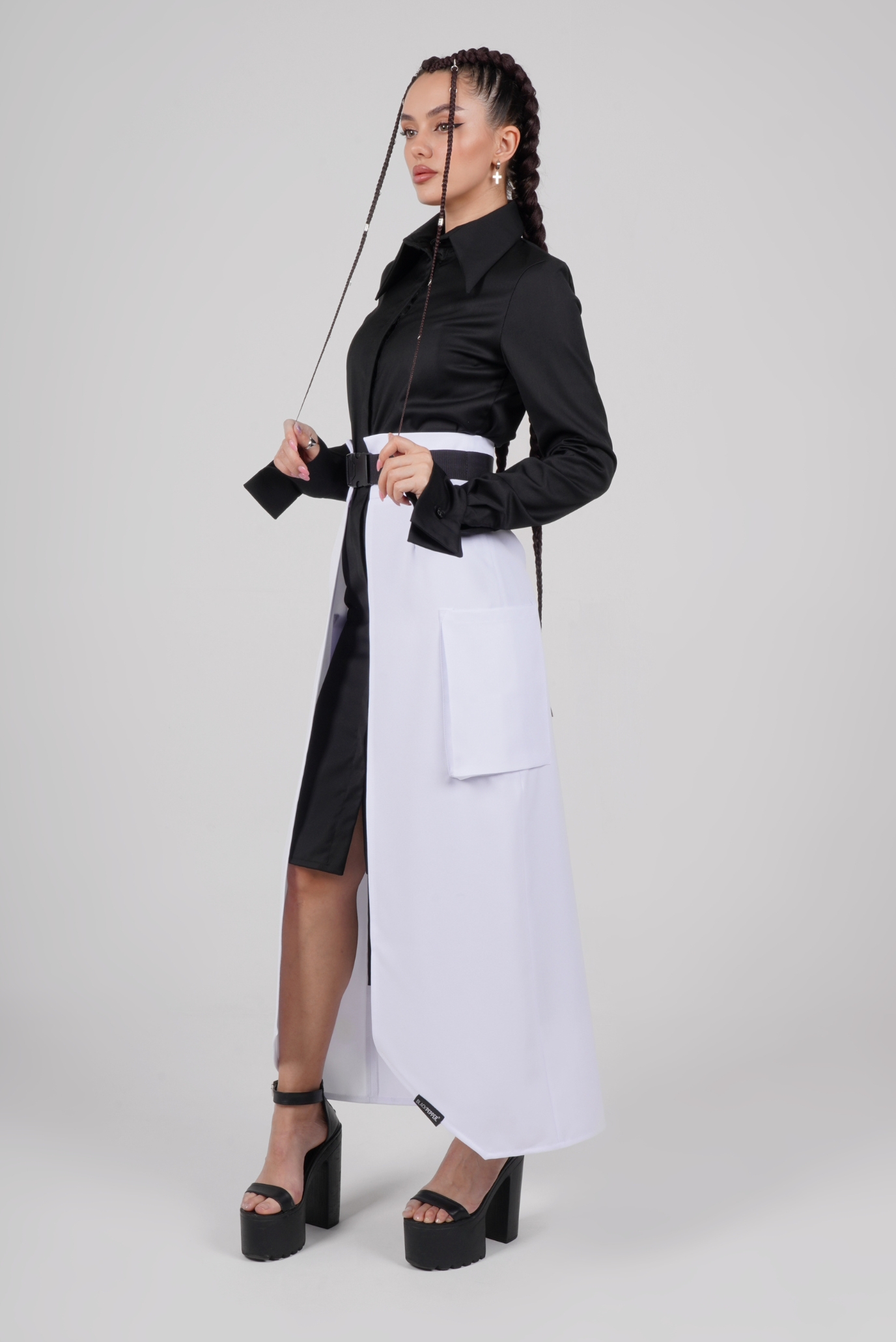 Баска макси с накладными карманами WHITE 2