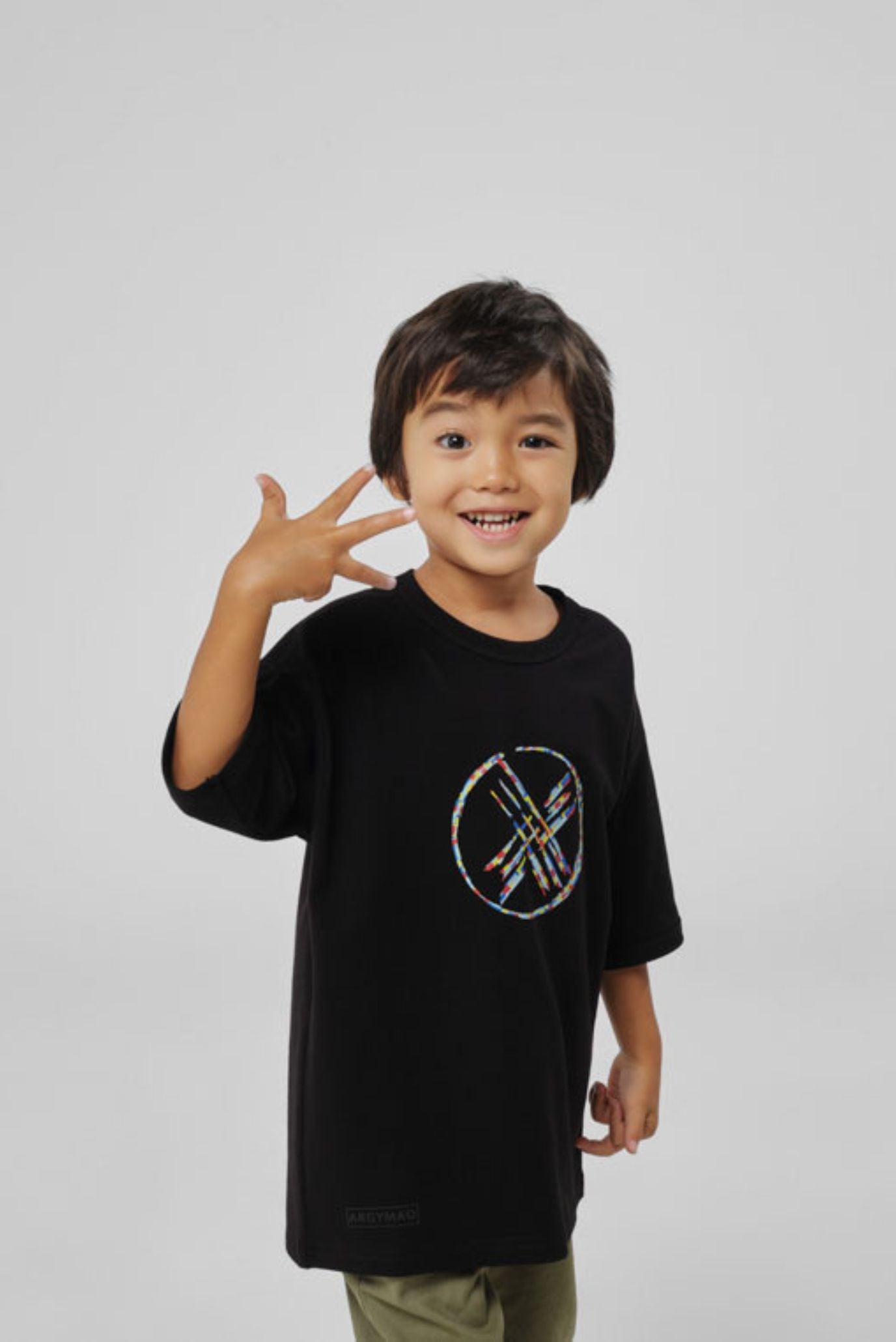 Детская черная футболка оверсайз 4