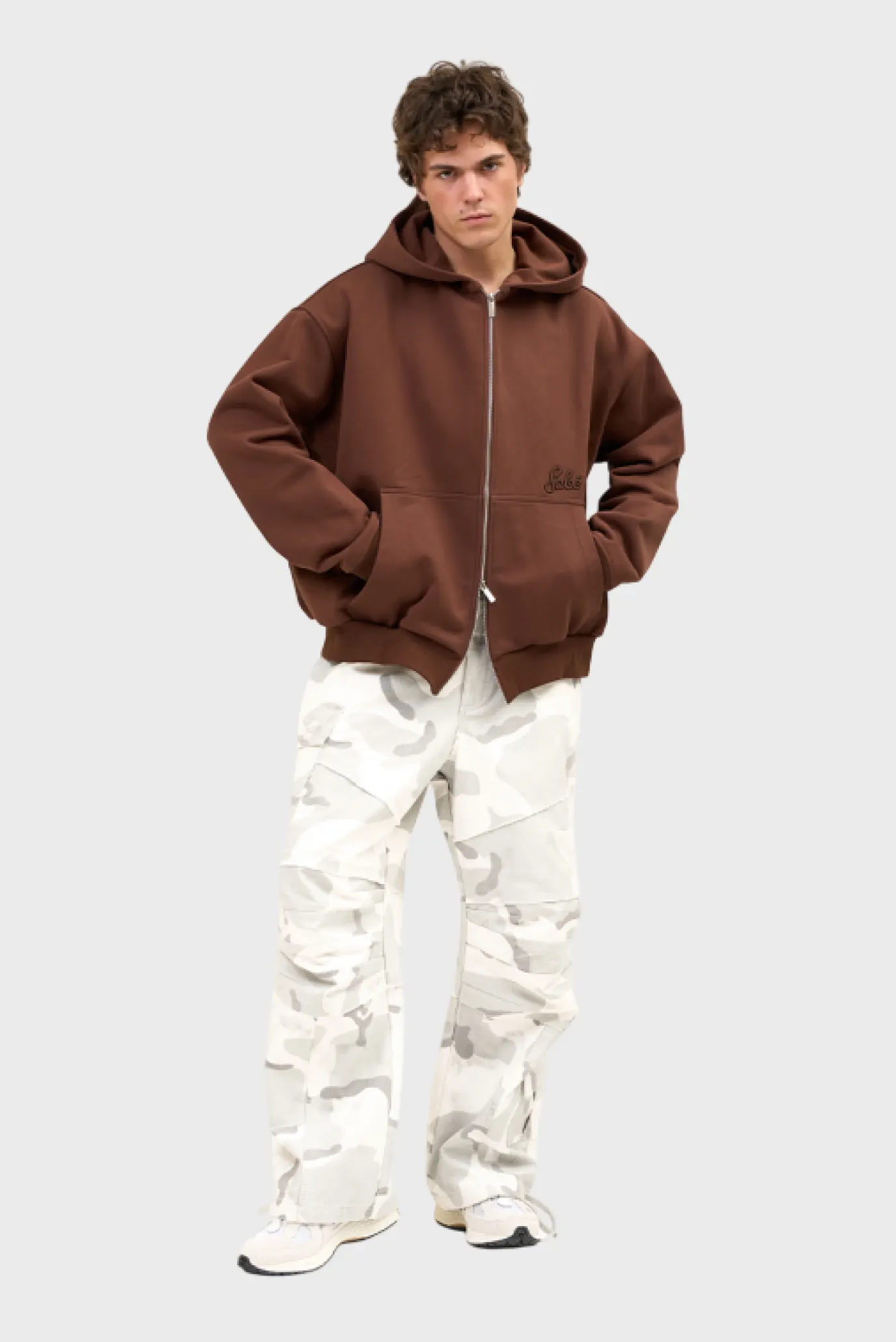 Зип-худи Sabe Paris Cotton 3D Logo Full-Zip Hoodie Brown 1