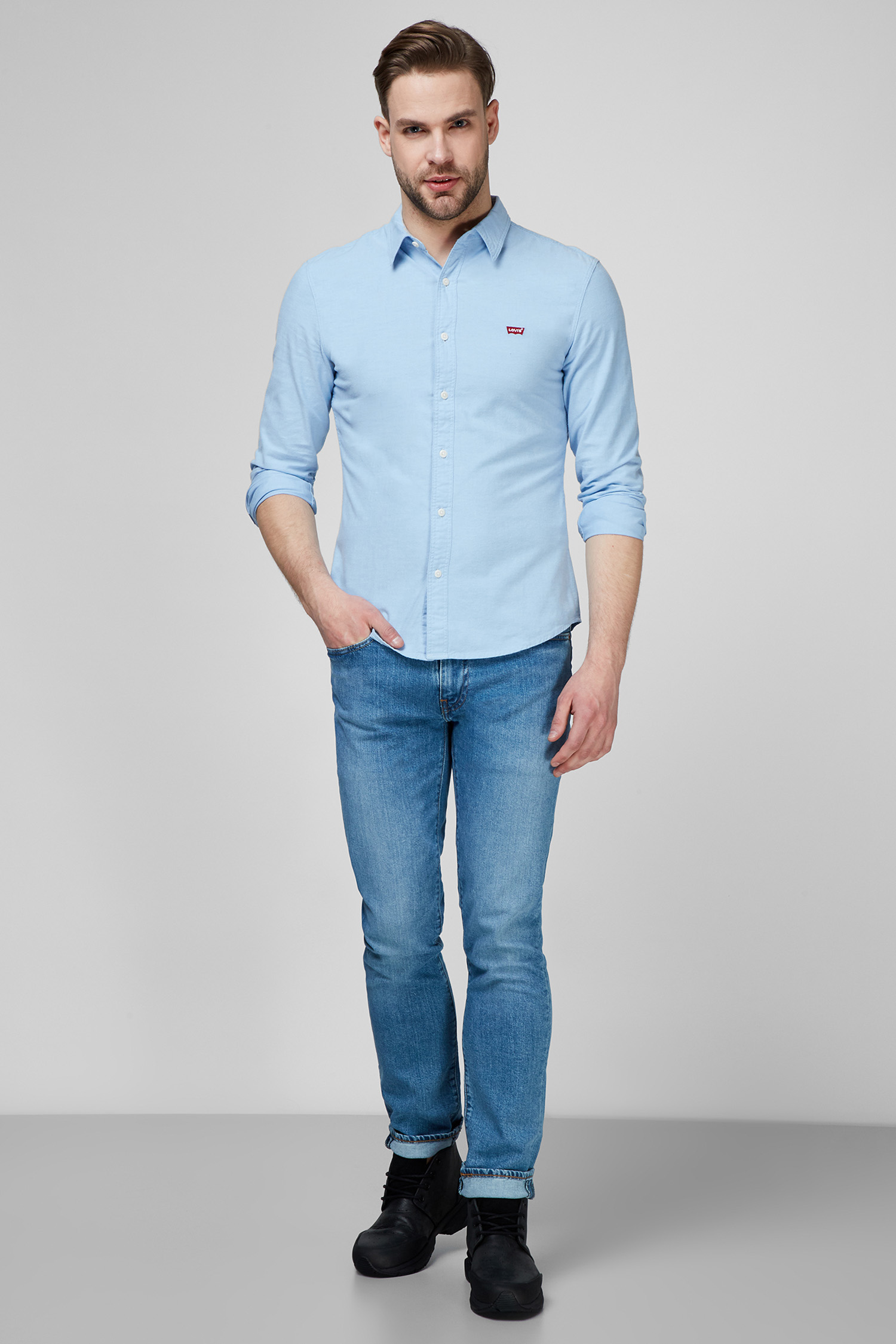 Мужская голубая рубашка 6