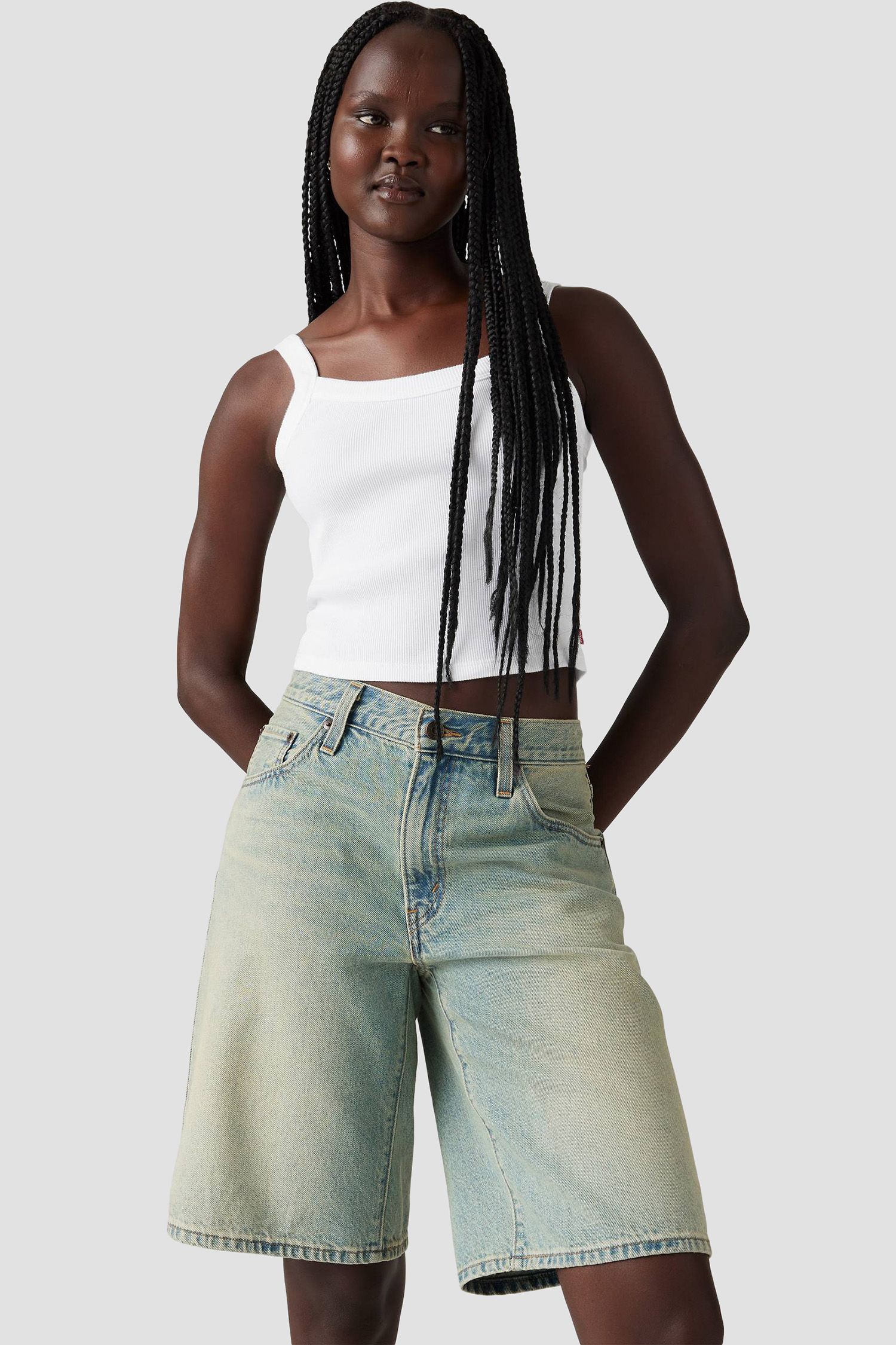 Женские голубые джинсовые шорты Baggy Dad 5