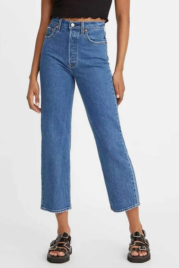 Женские синие джинсы Ribcage Straight Ankle Levi's
