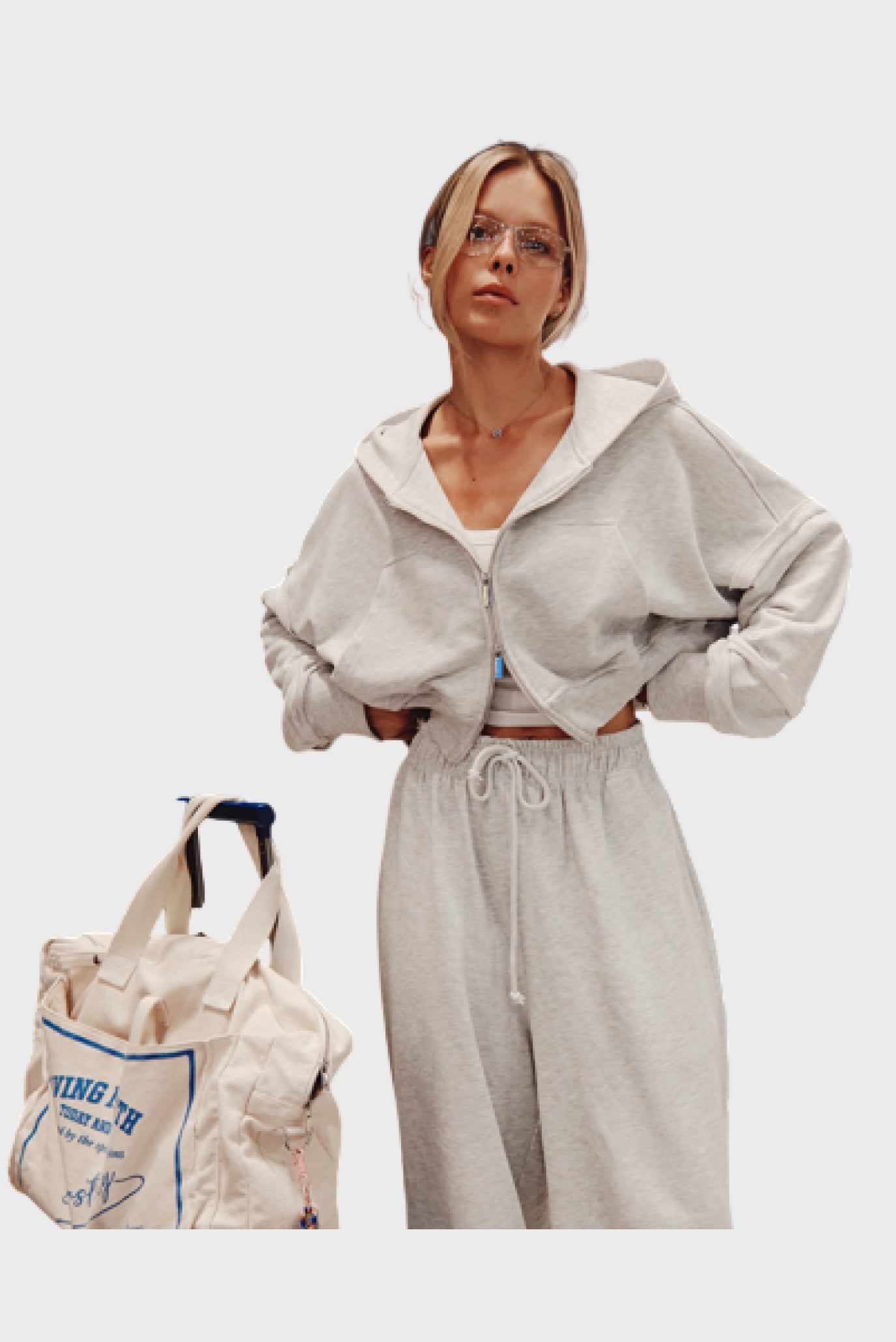 Зип-худи Sabe Logo Cropped Zip-Up Hoodie Grey 2