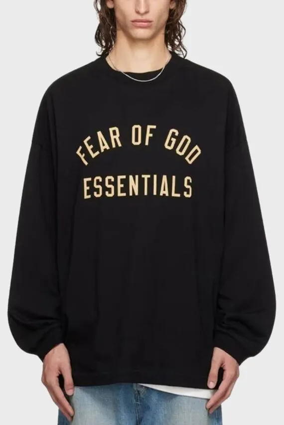 Fear Of God Essentials Jersey Long Sleeve Tee Black Essentials