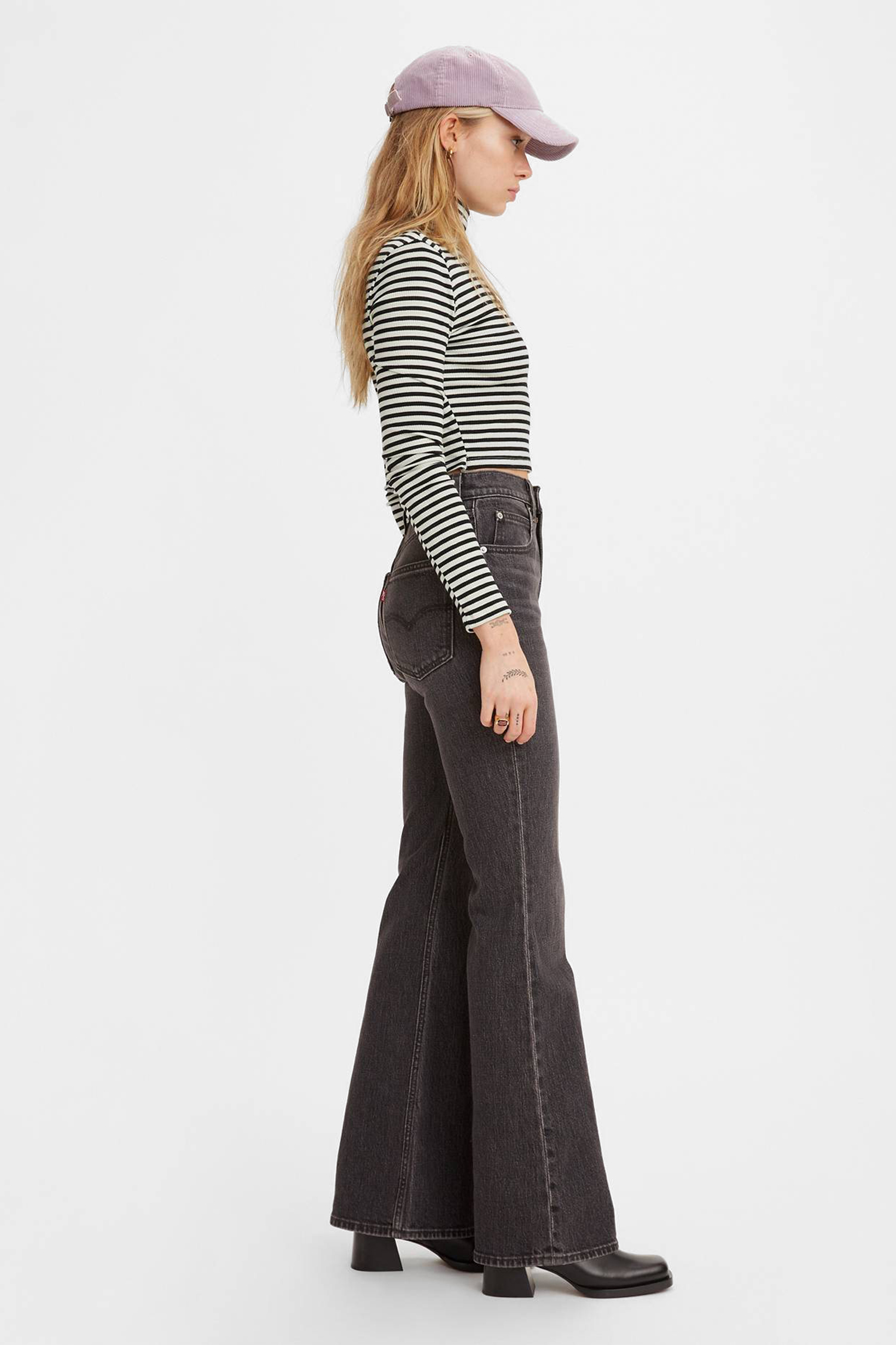 Женские черные джинсы 70'S High Flare 4