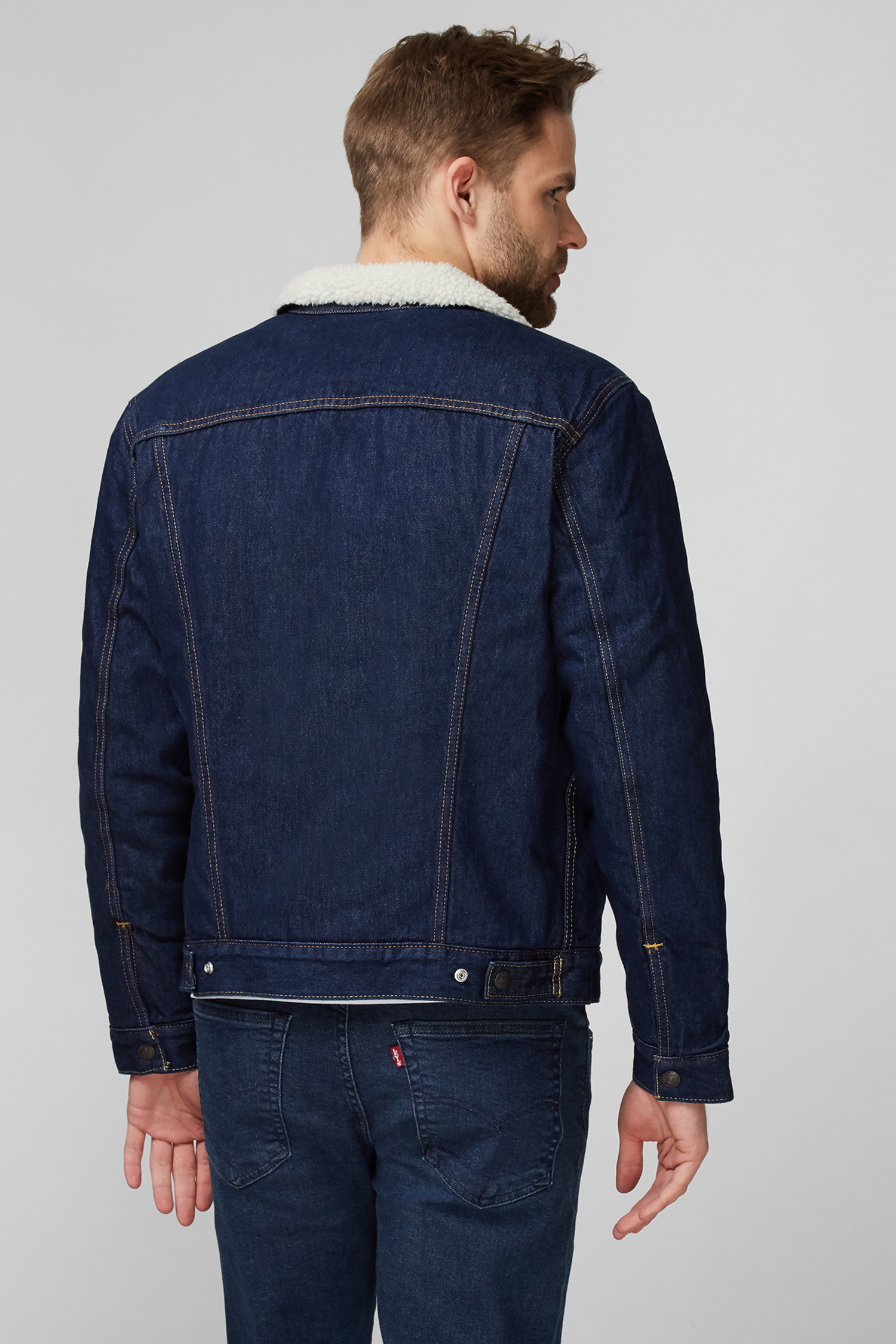 Мужская темно-синяя джинсовая куртка 3