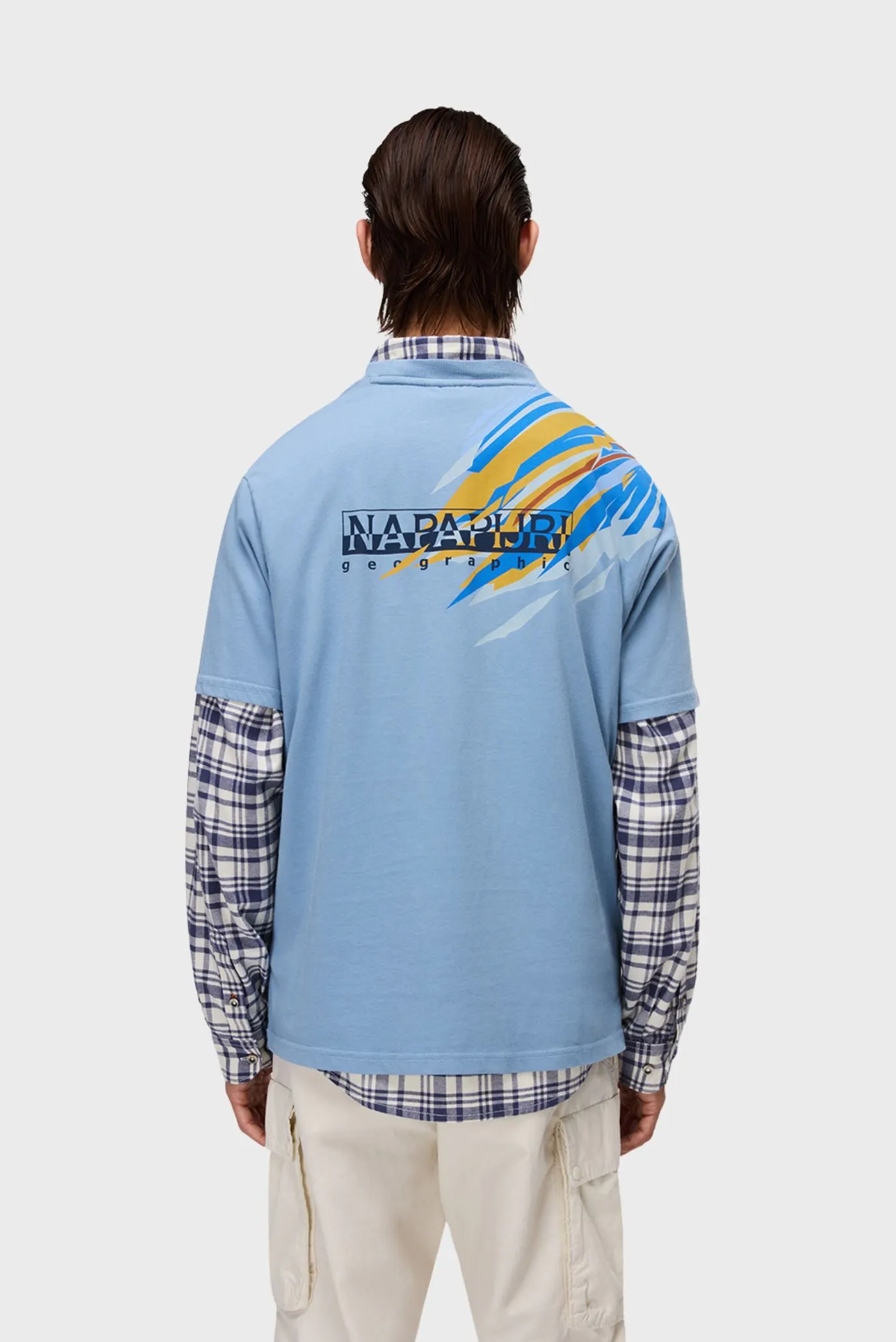 Мужская голубая хлопковая футболка 2