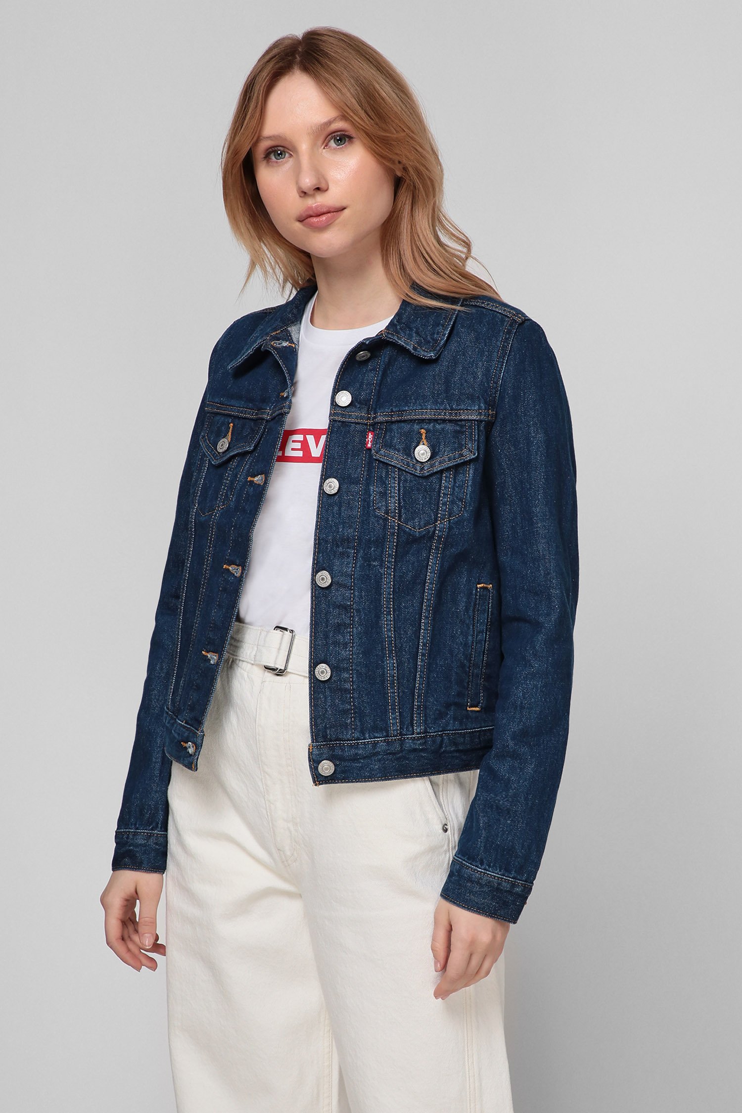 Женская синяя джинсовая куртка 4