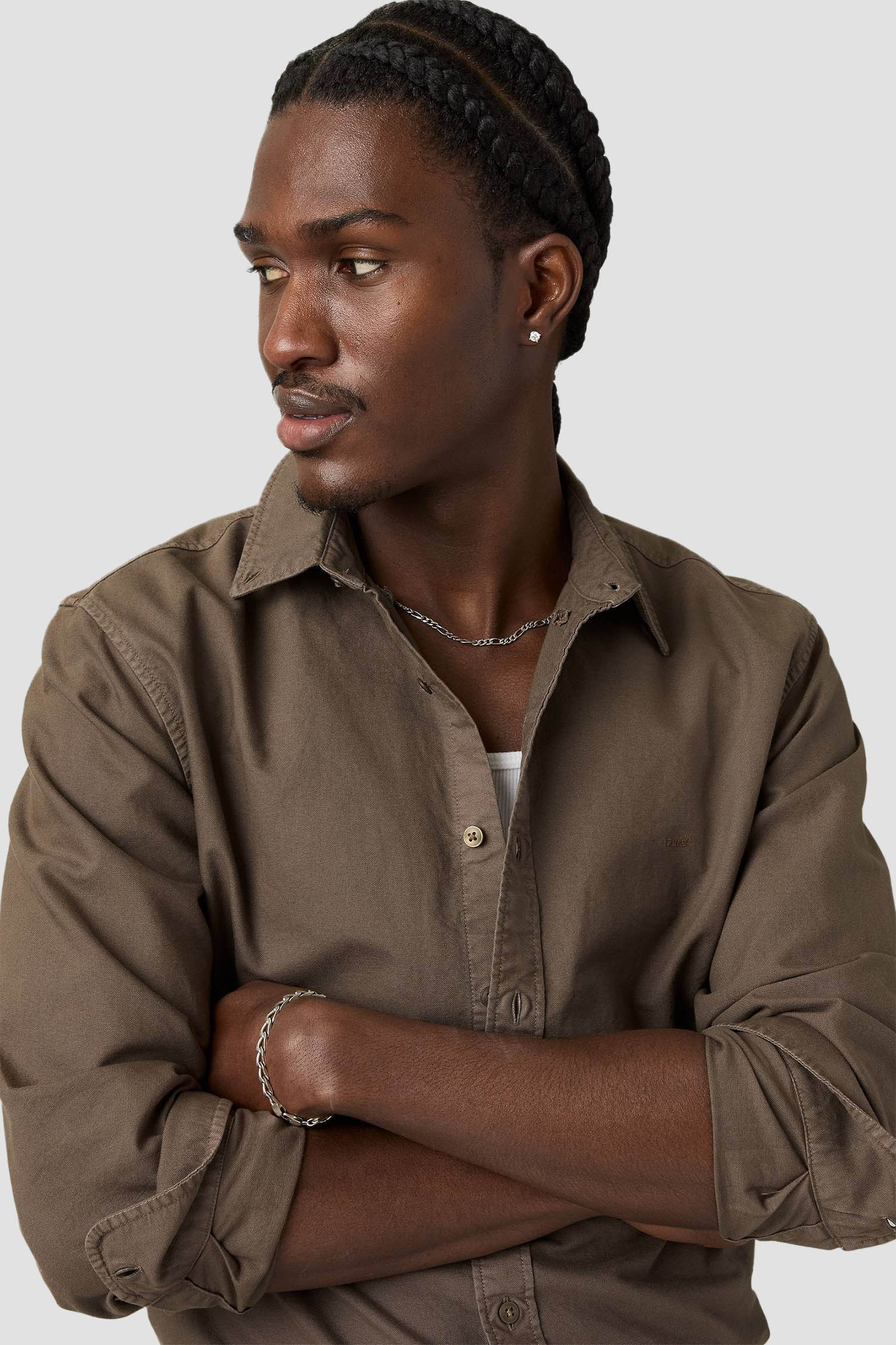 Мужская коричневая рубашка 5