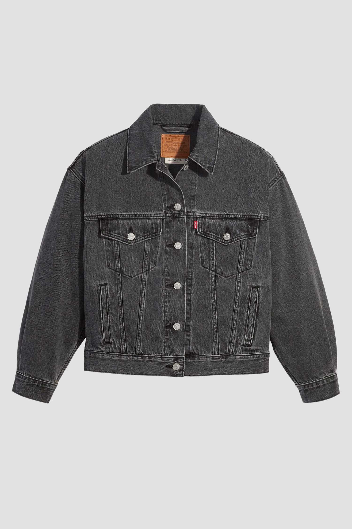 Женская черная джинсовая куртка 2