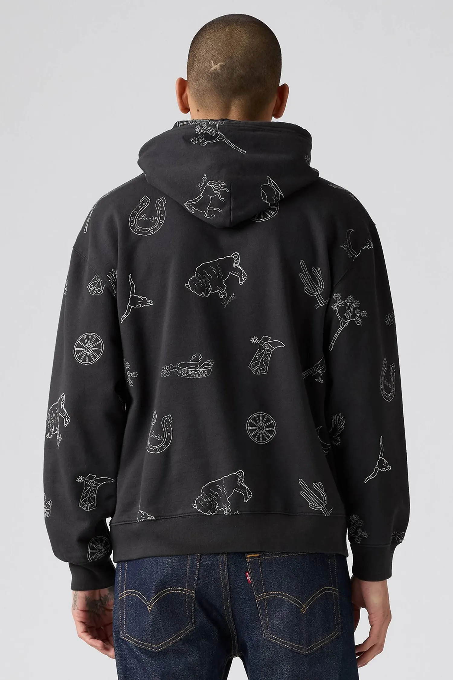 Мужское черное худи с узором 3