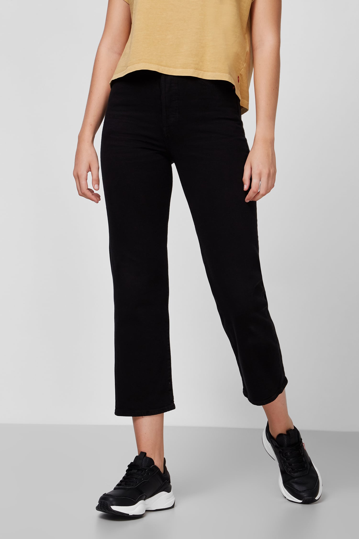 Женские черные джинсы Ribcage Straight Ankle 1