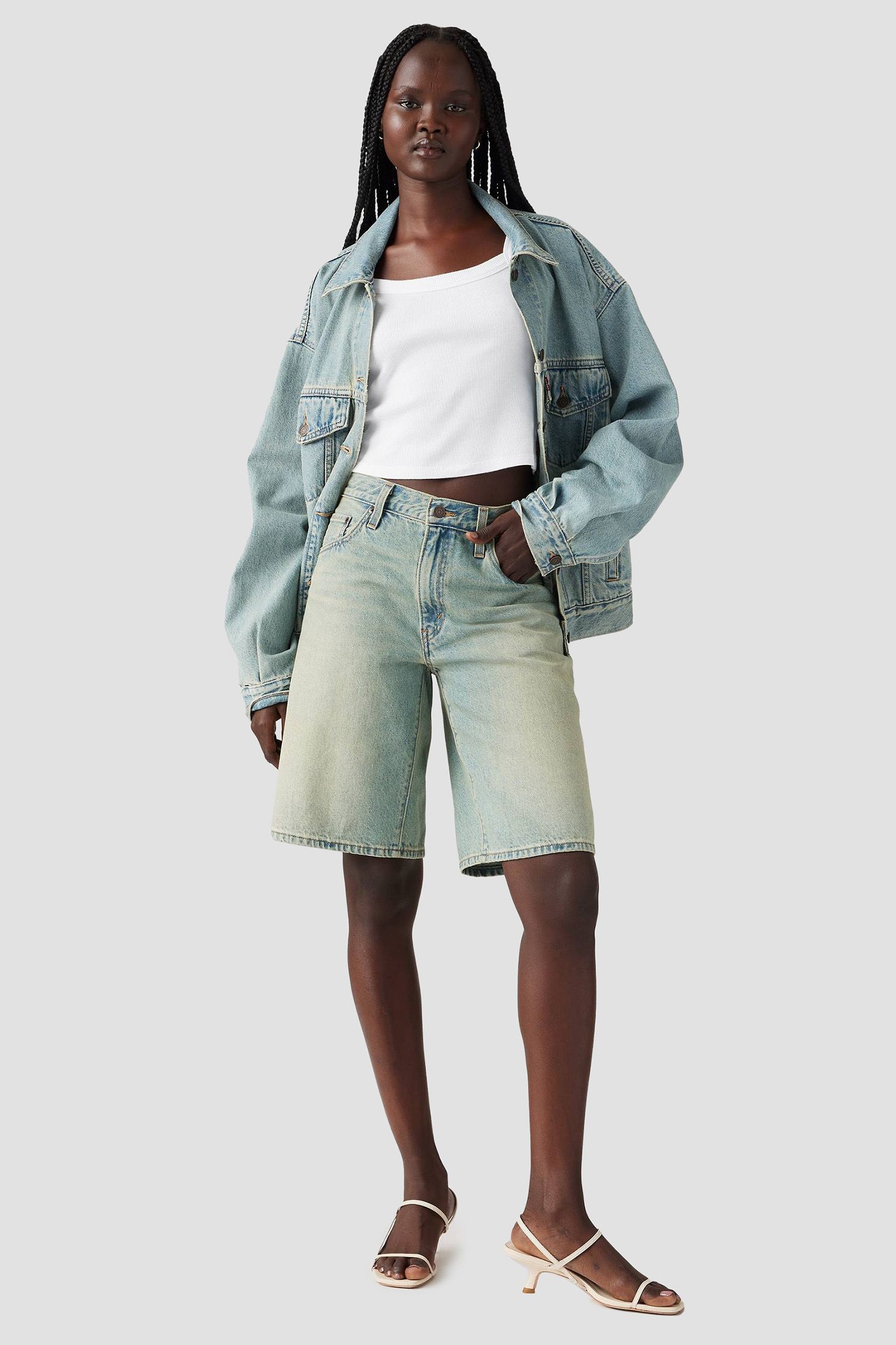 Женские голубые джинсовые шорты Baggy Dad 6