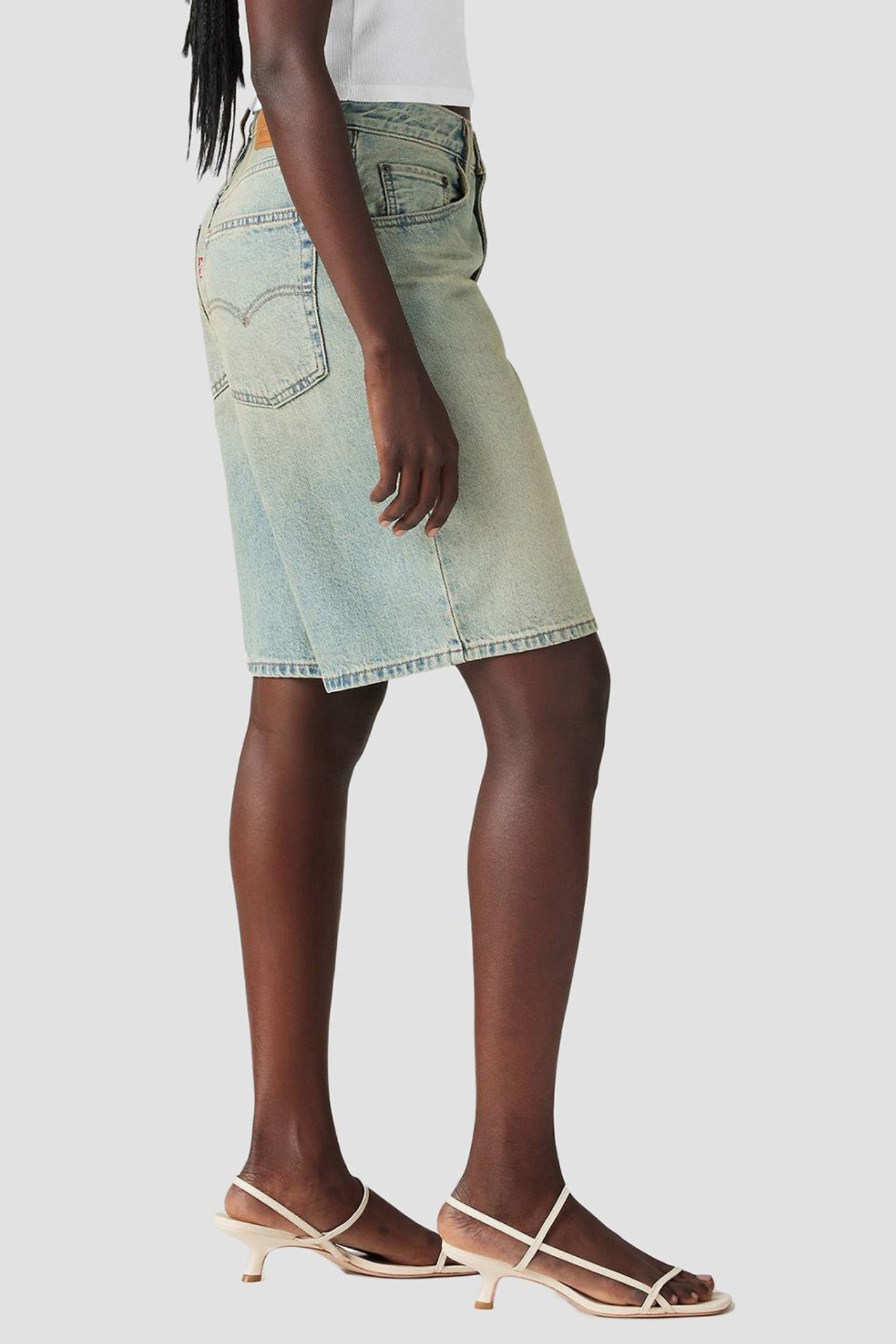 Женские голубые джинсовые шорты Baggy Dad 4