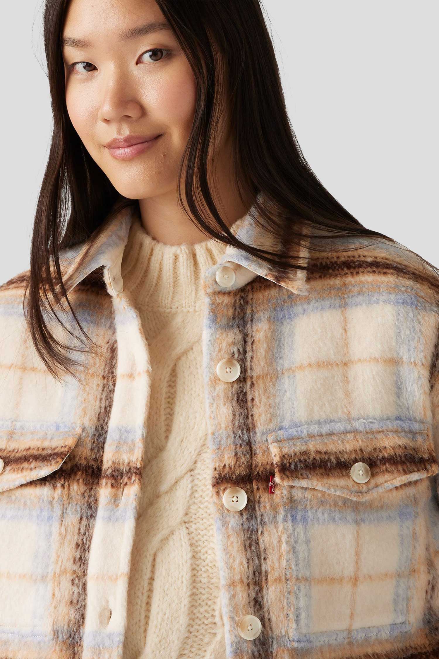 Женская рубашка-пальто в клетку 5