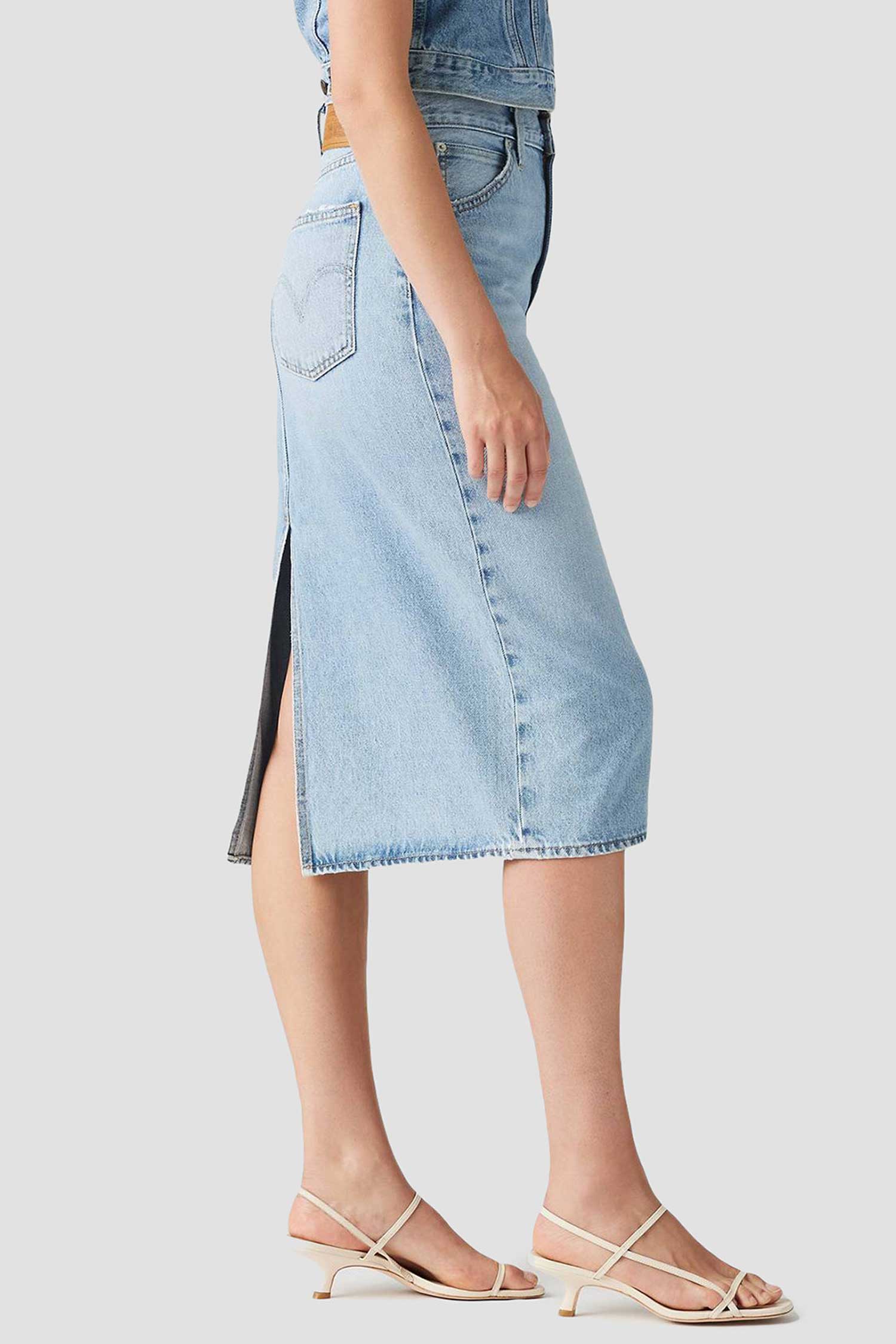 Женская голубая джинсовая юбка 4