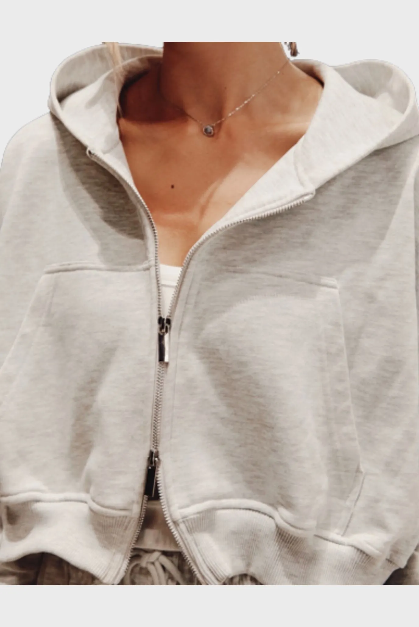 Зип-худи Sabe Logo Cropped Zip-Up Hoodie Grey 4