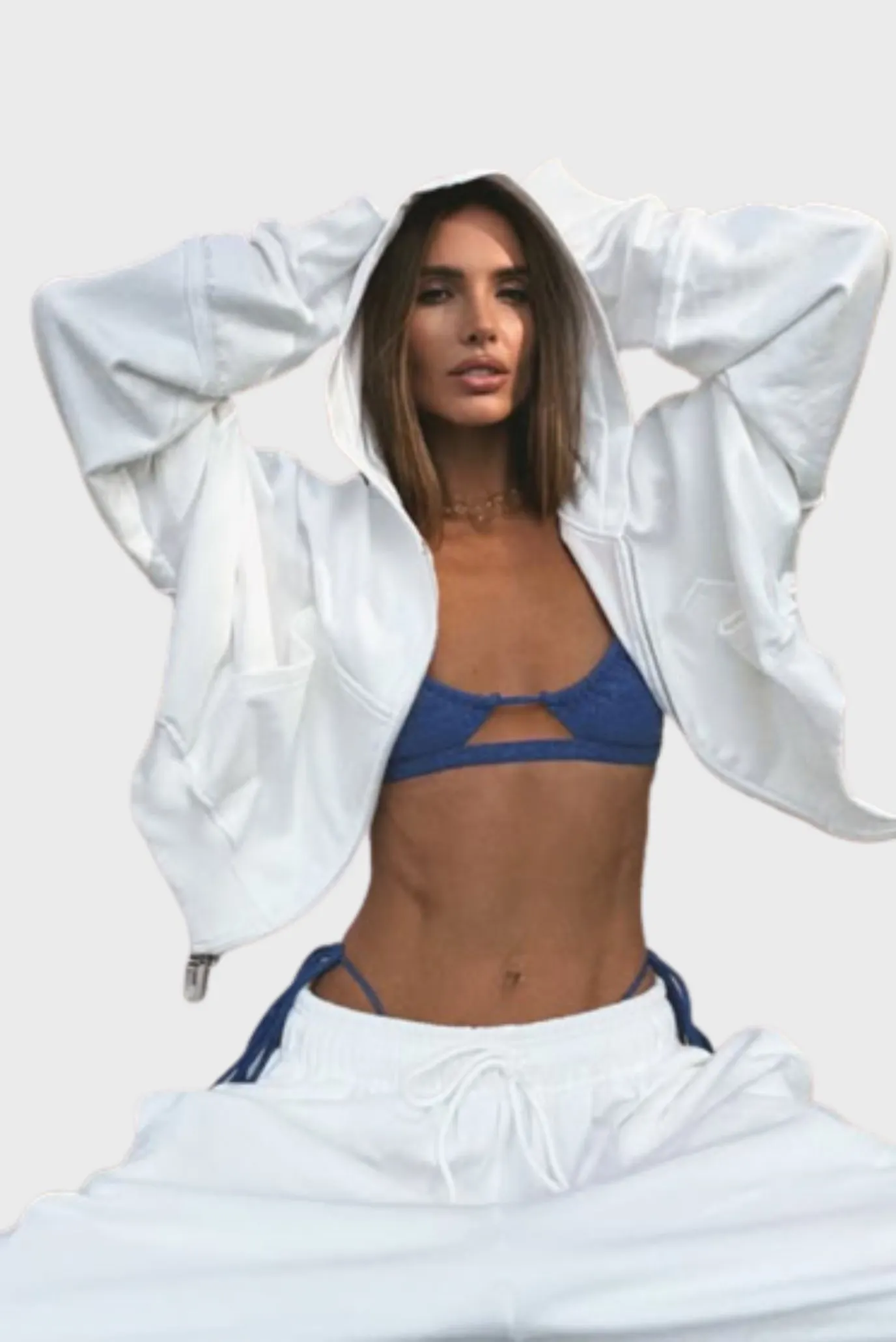 Зип-худи Sabe Logo Cropped Zip-Up Hoodie Milk 2