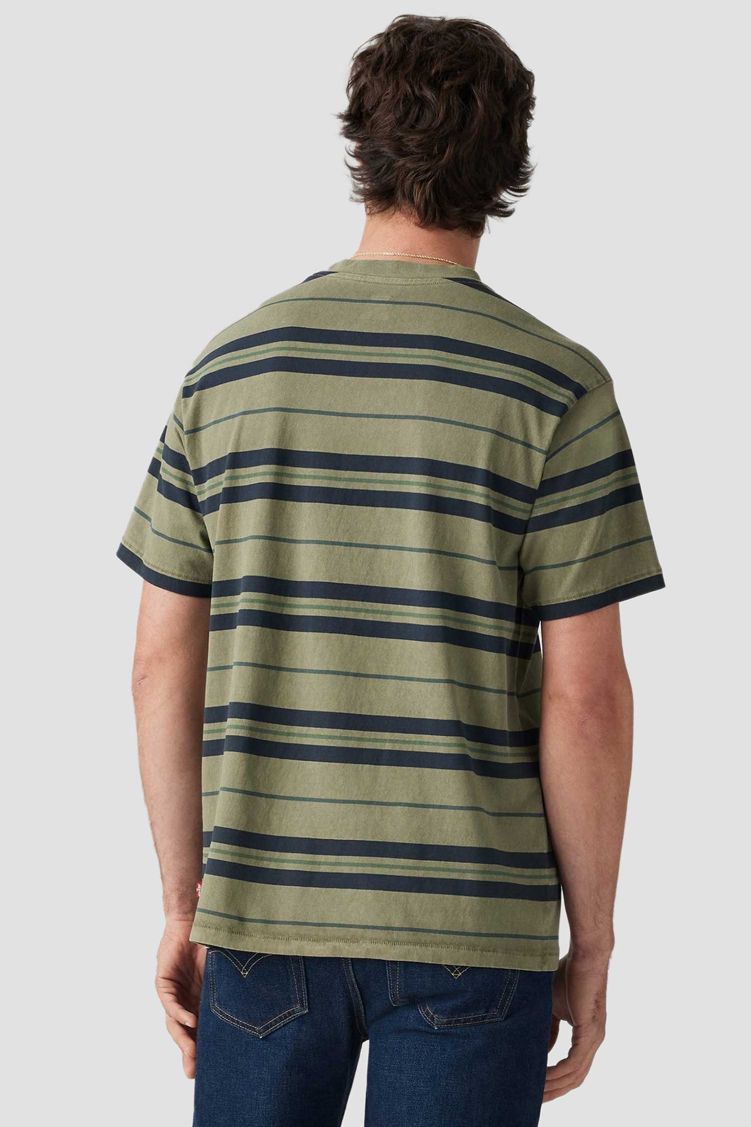 Мужская зеленая футболка в полоску 3