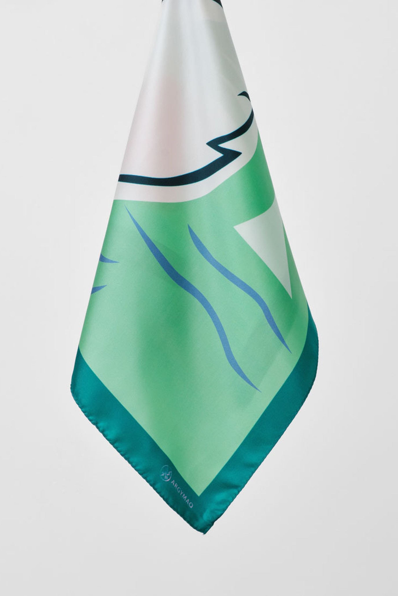 Женский зеленый платок 70х70 2