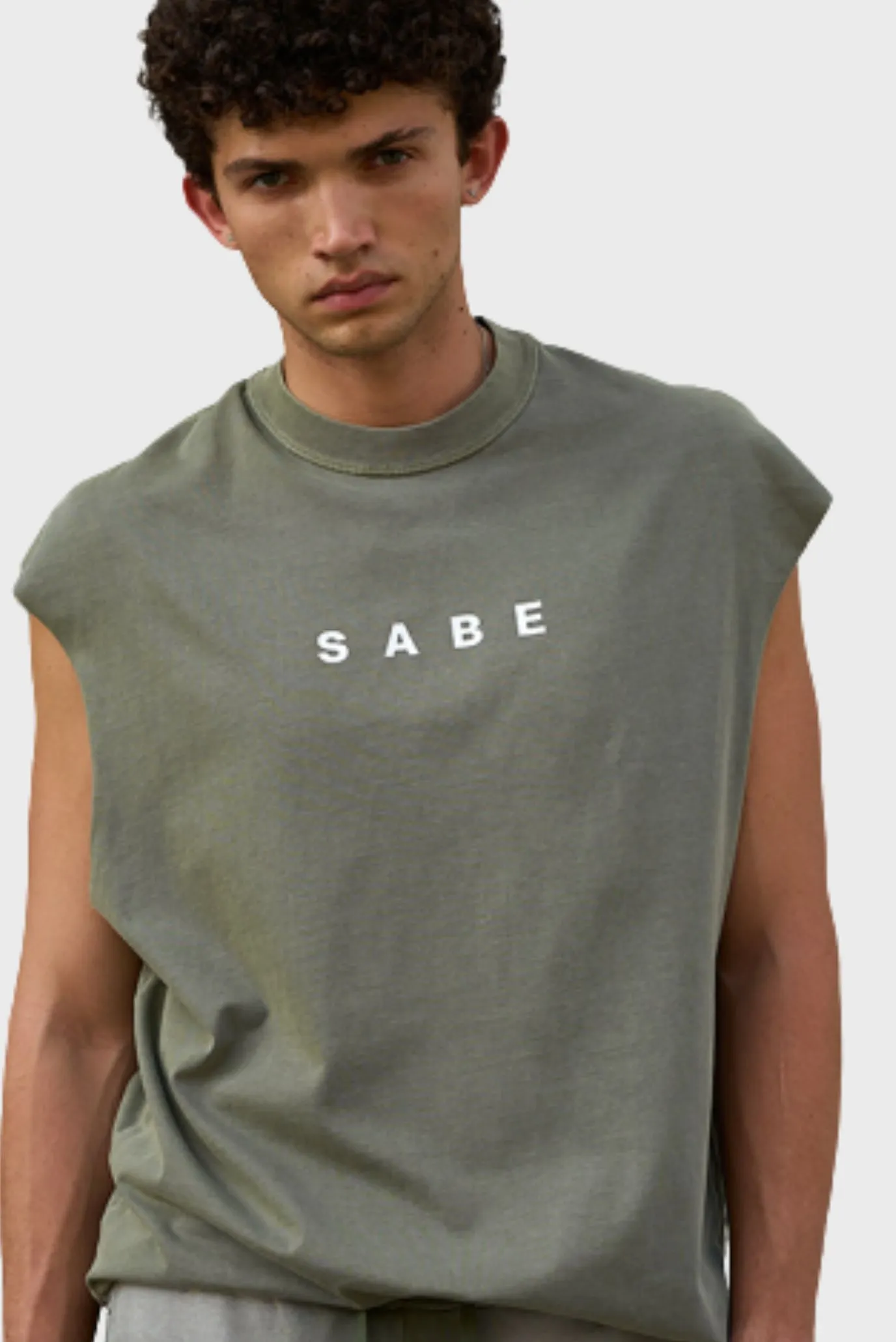 Футболка без рукавов Sabe Sleeveless T-shirt White Logo Green 1