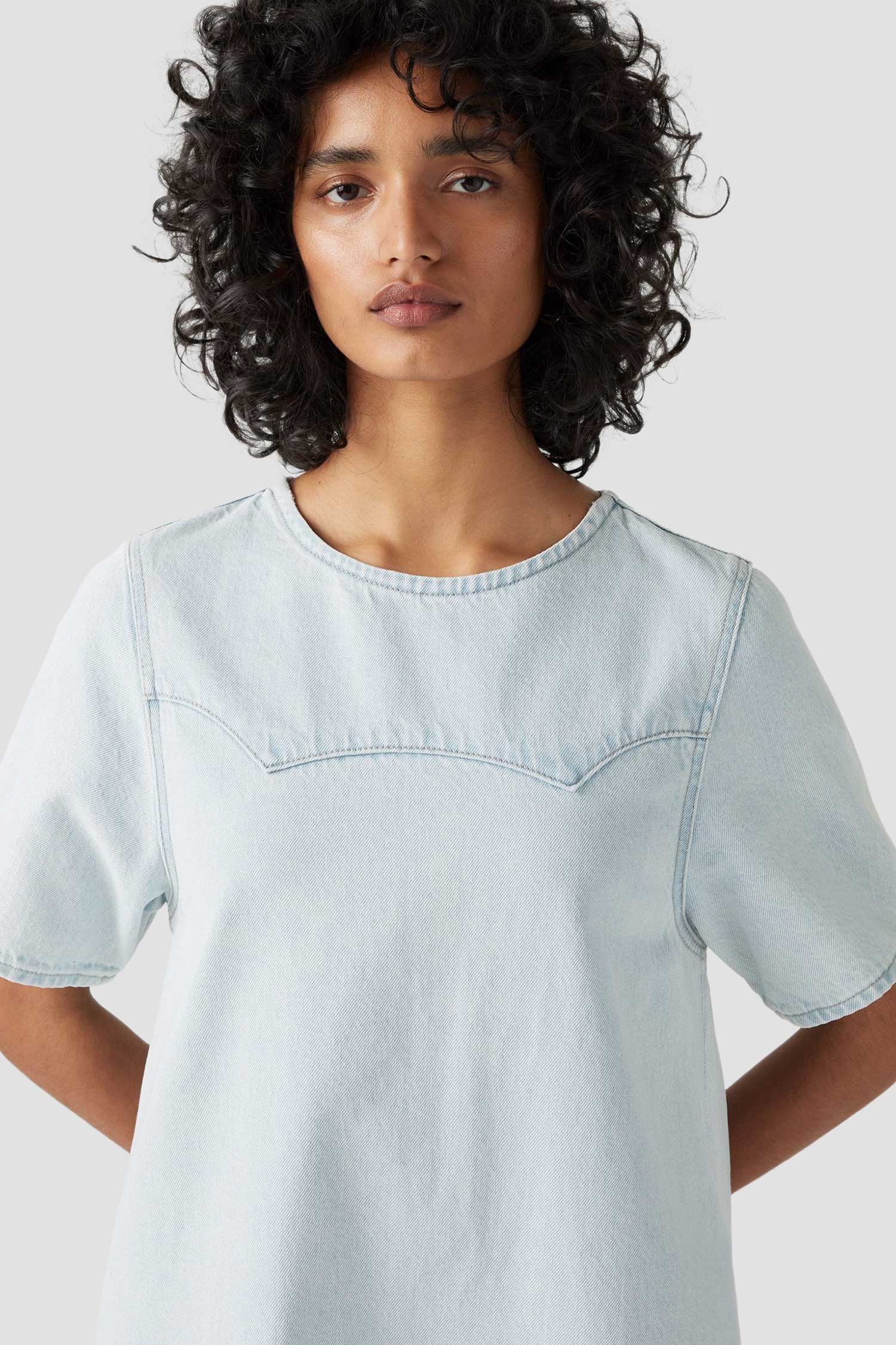 Женское голубое джинсовое платье 4