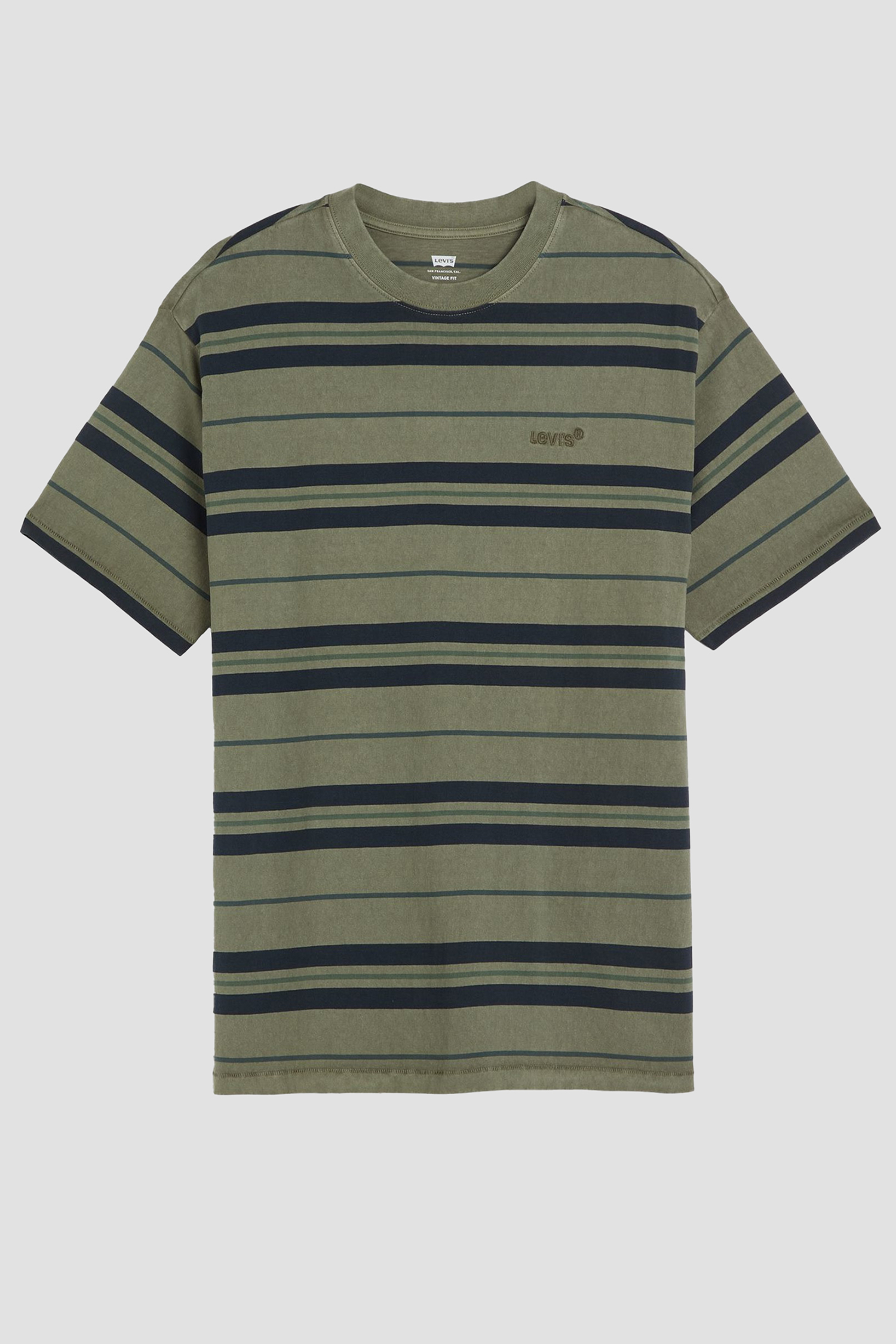 Мужская зеленая футболка в полоску 2